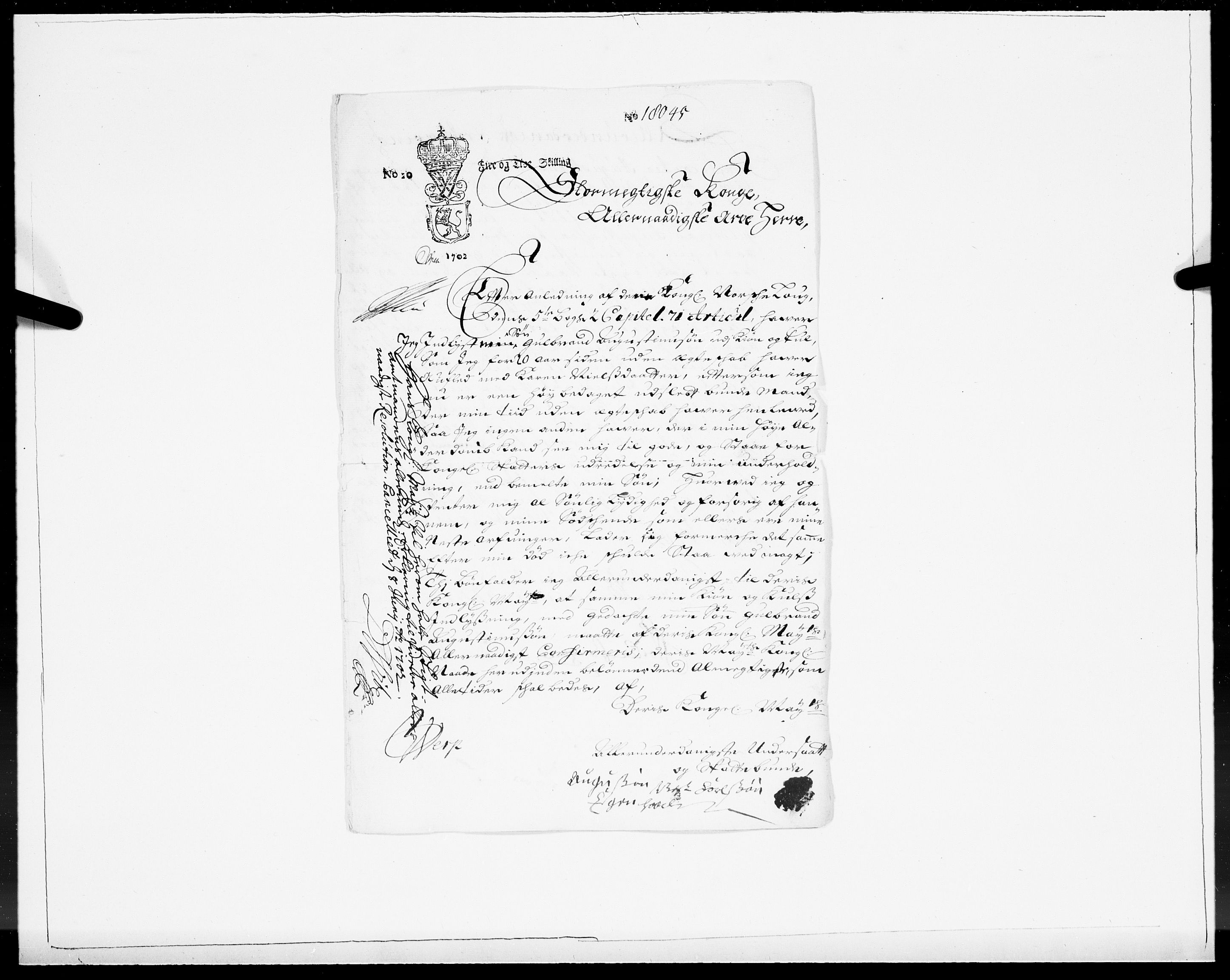 Danske Kanselli 1572-1799, AV/RA-EA-3023/F/Fc/Fcc/Fcca/L0053: Norske innlegg 1572-1799, 1702, p. 170