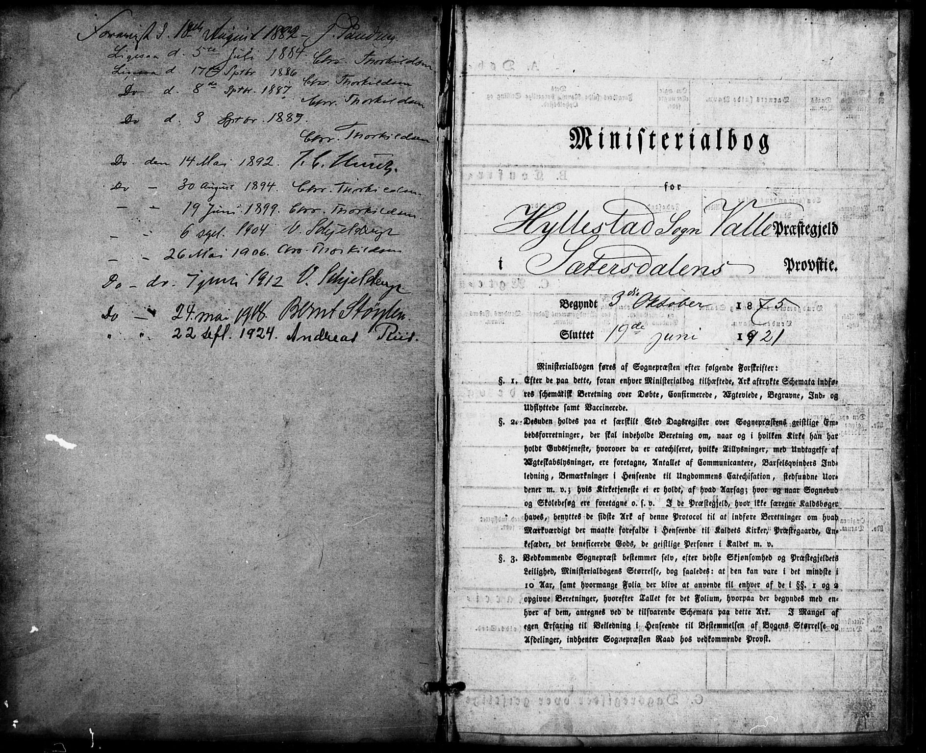 Valle sokneprestkontor, SAK/1111-0044/F/Fb/Fbb/L0002: Parish register (copy) no. B 2, 1875-1921