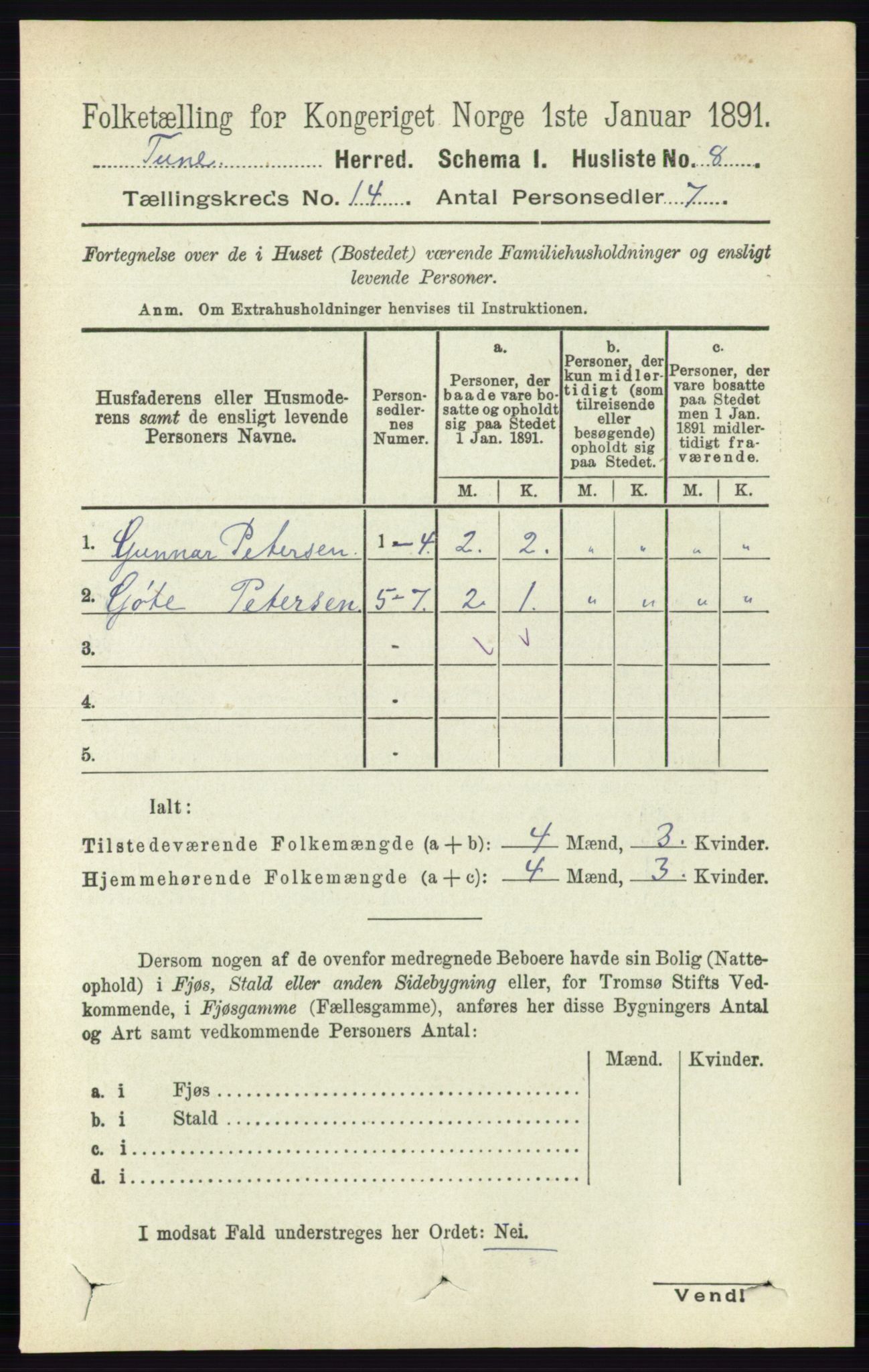 RA, 1891 census for 0130 Tune, 1891, p. 7894