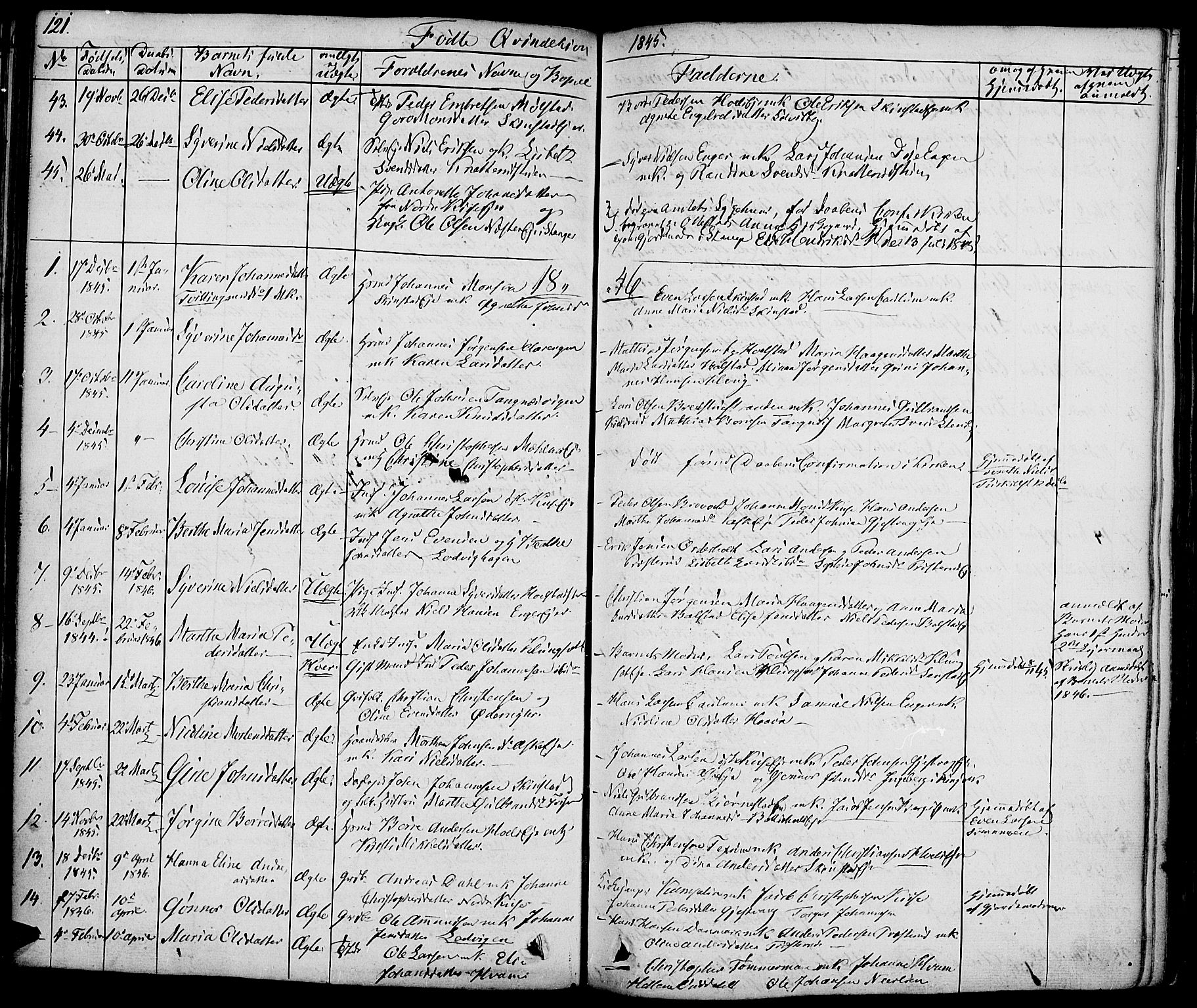 Nes prestekontor, Hedmark, SAH/PREST-020/K/Ka/L0003: Parish register (official) no. 3, 1827-1851, p. 121