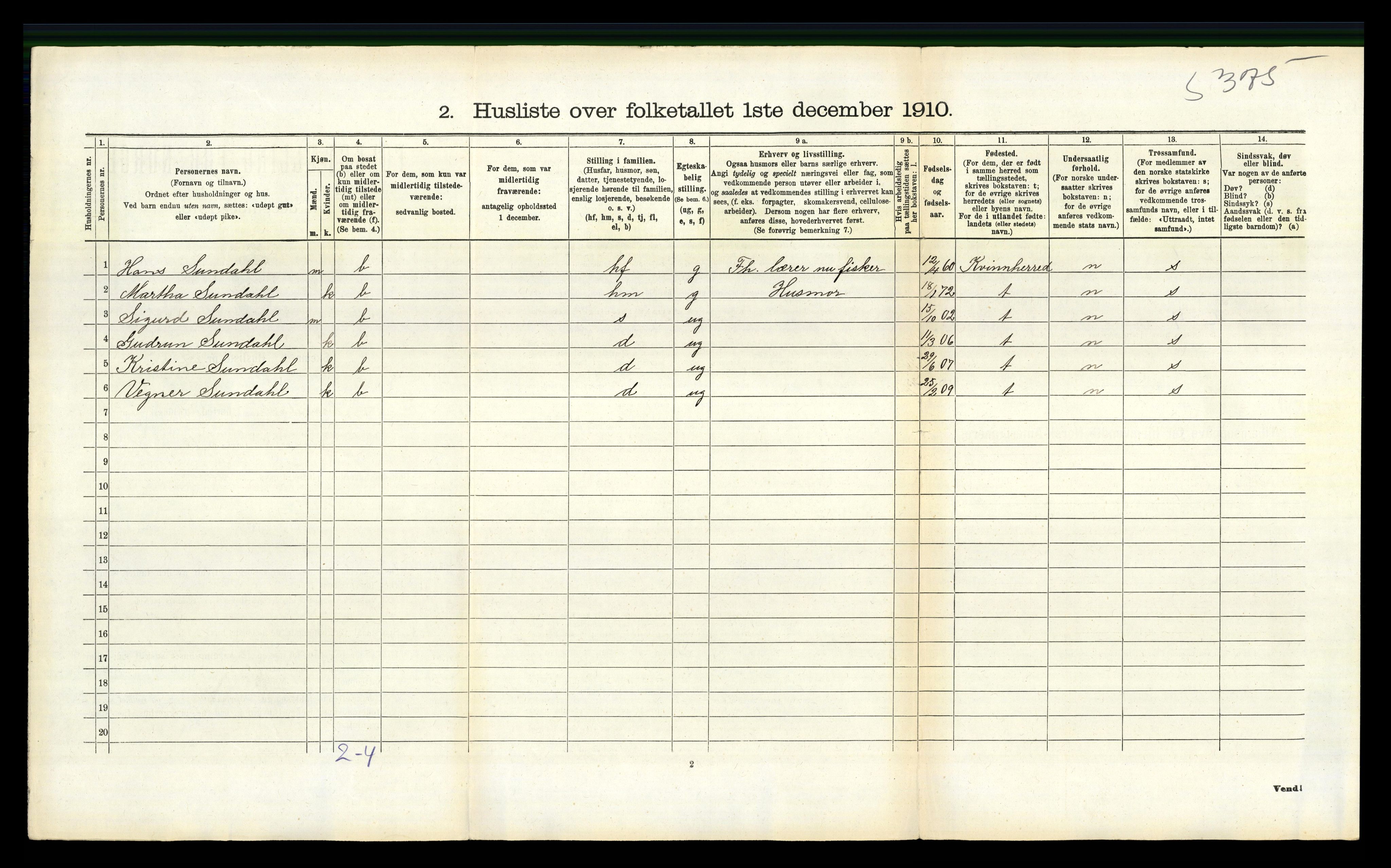 RA, 1910 census for Torvastad, 1910, p. 718