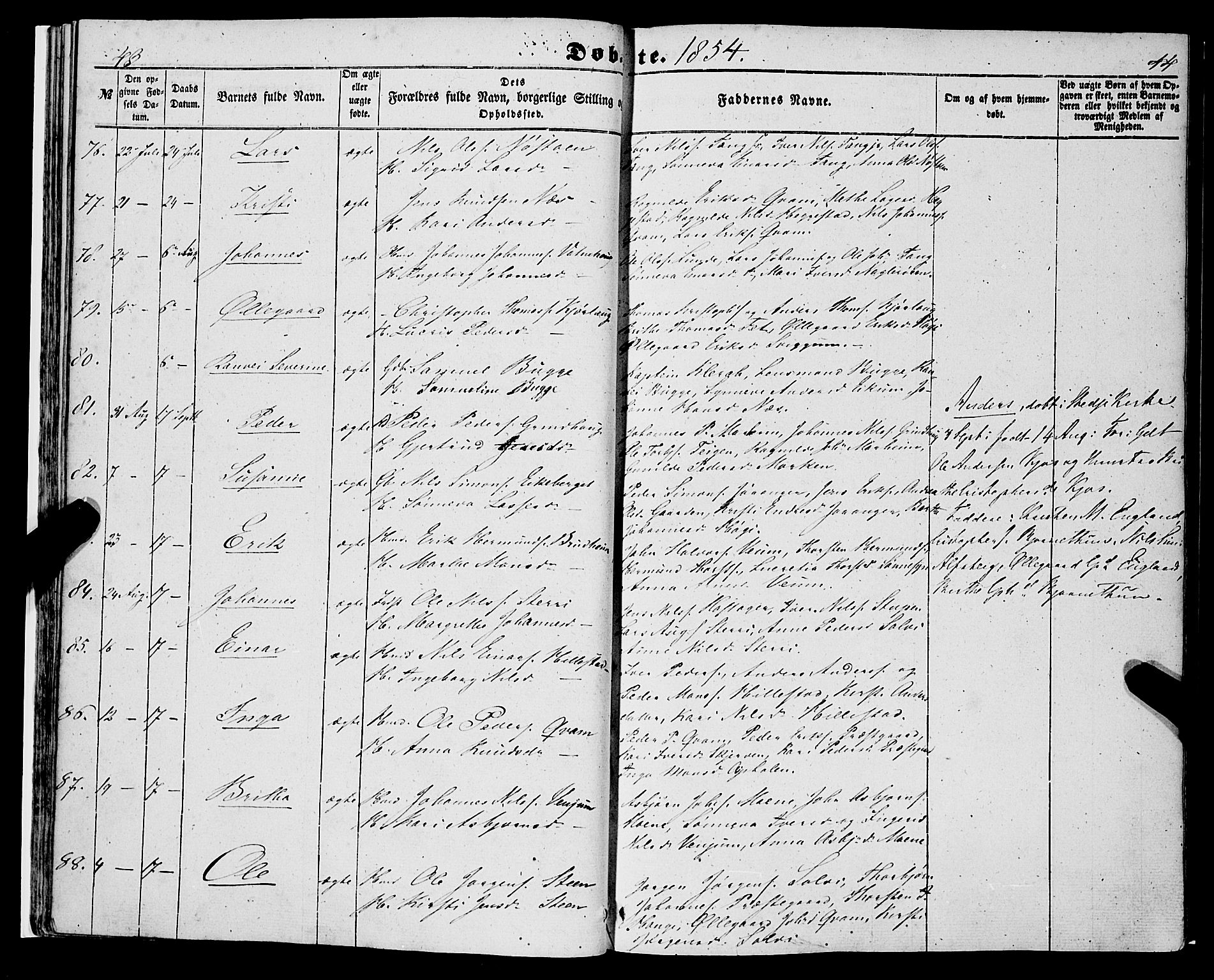 Hafslo sokneprestembete, AV/SAB-A-80301/H/Haa/Haaa/L0009: Parish register (official) no. A 9, 1852-1873, p. 43-44