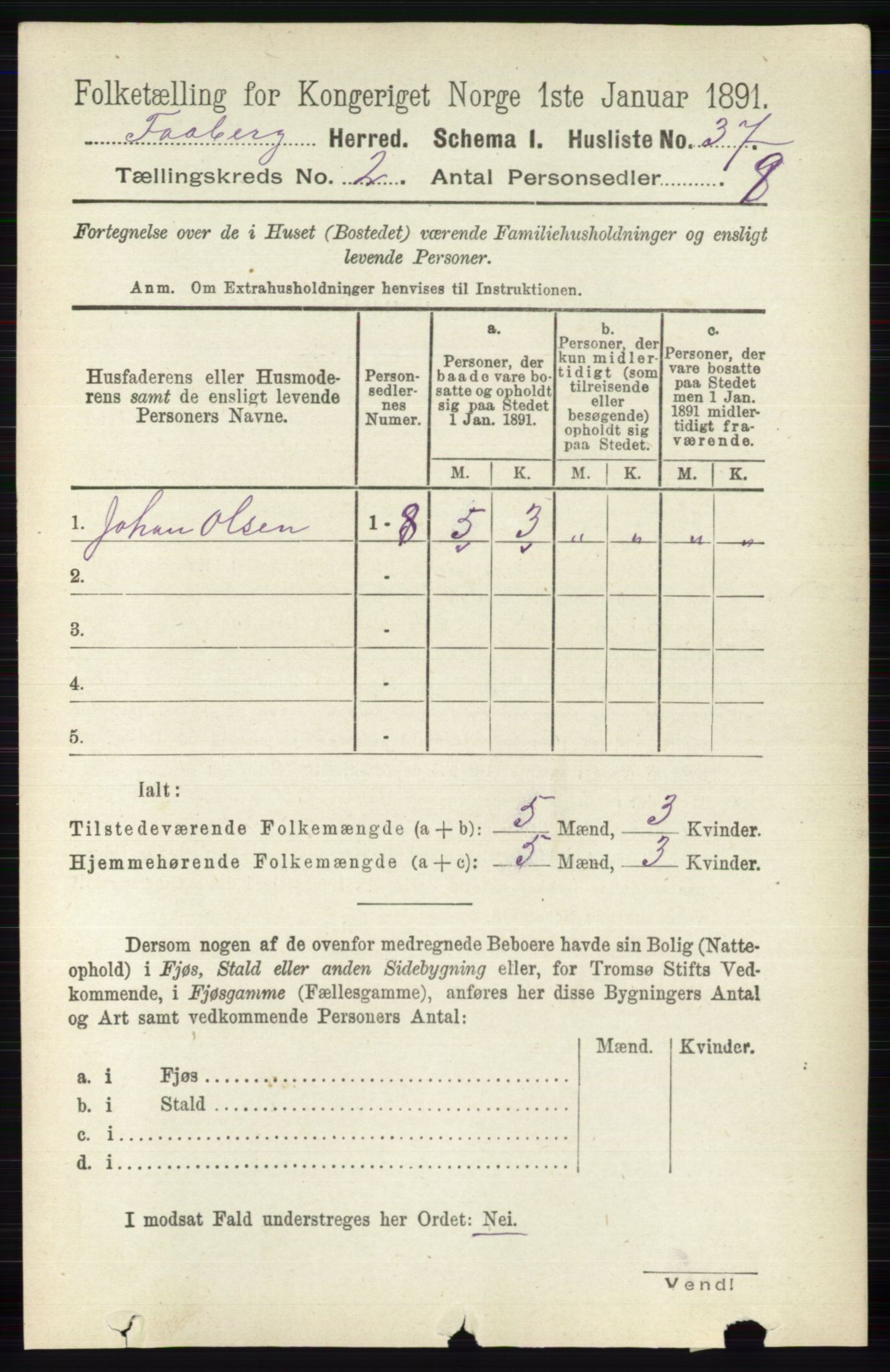 RA, 1891 census for 0524 Fåberg, 1891, p. 591