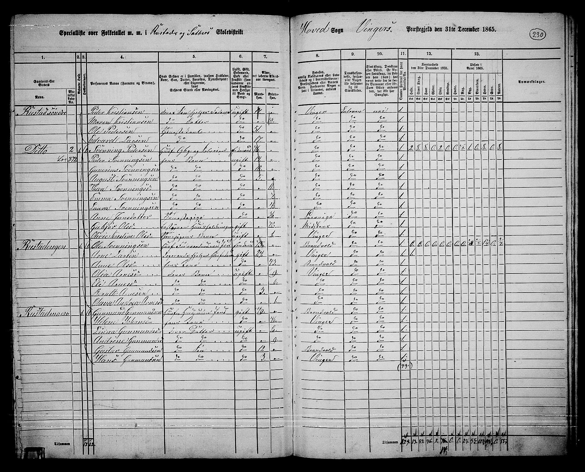 RA, 1865 census for Vinger/Vinger og Austmarka, 1865, p. 210