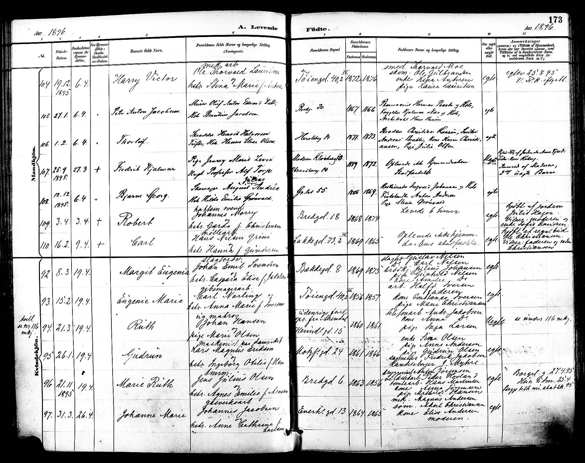 Grønland prestekontor Kirkebøker, SAO/A-10848/F/Fa/L0012: Parish register (official) no. 12, 1893-1900, p. 173