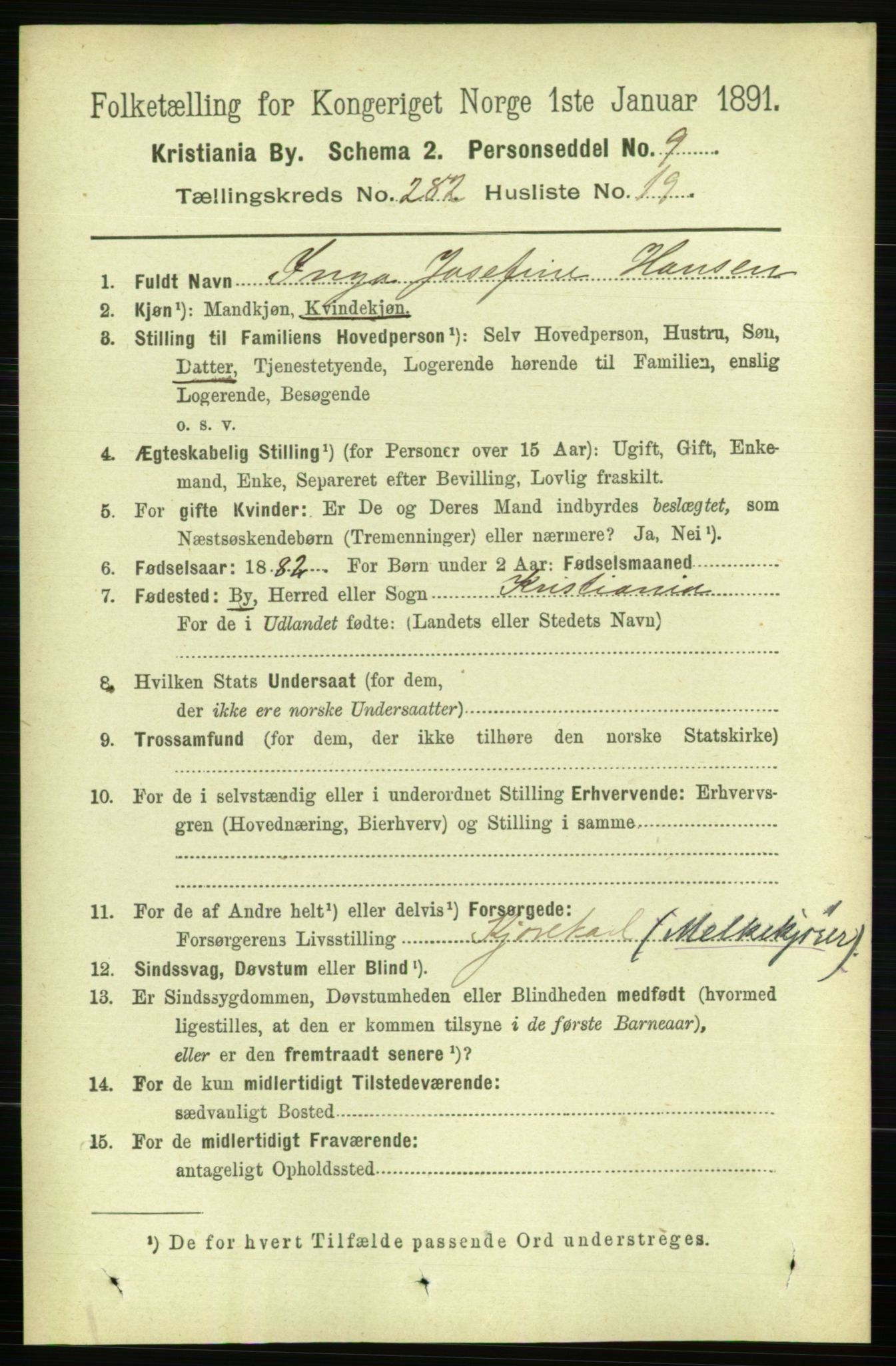 RA, 1891 census for 0301 Kristiania, 1891, p. 172295