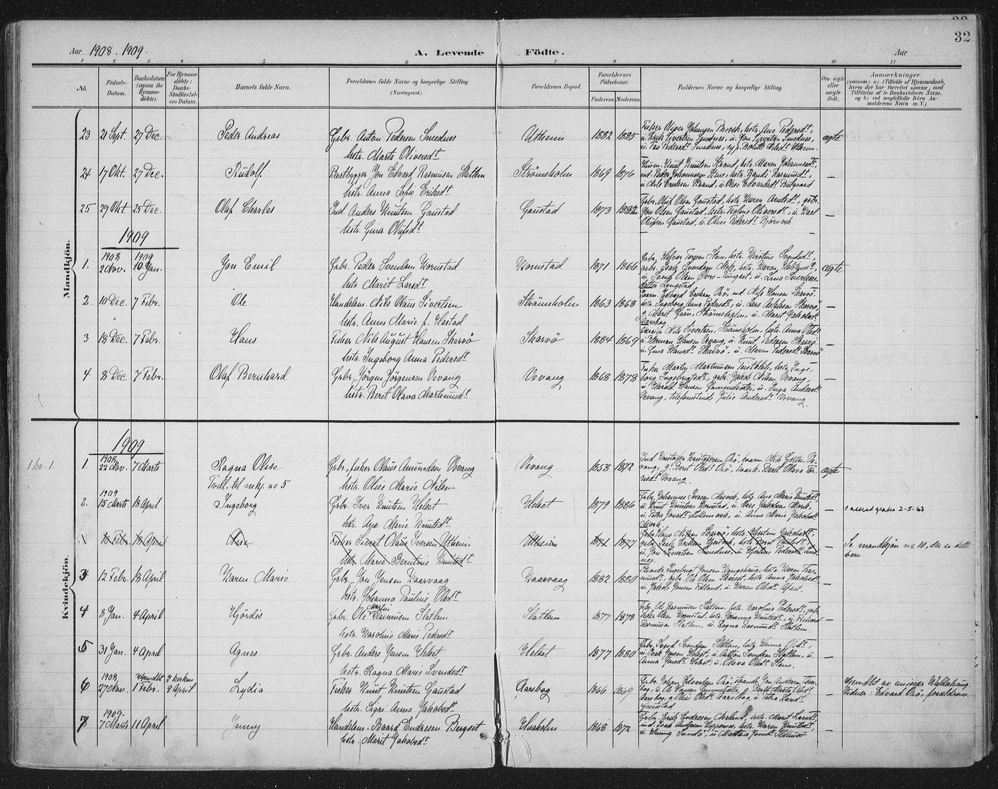 Ministerialprotokoller, klokkerbøker og fødselsregistre - Møre og Romsdal, SAT/A-1454/570/L0833: Parish register (official) no. 570A07, 1901-1914, p. 32