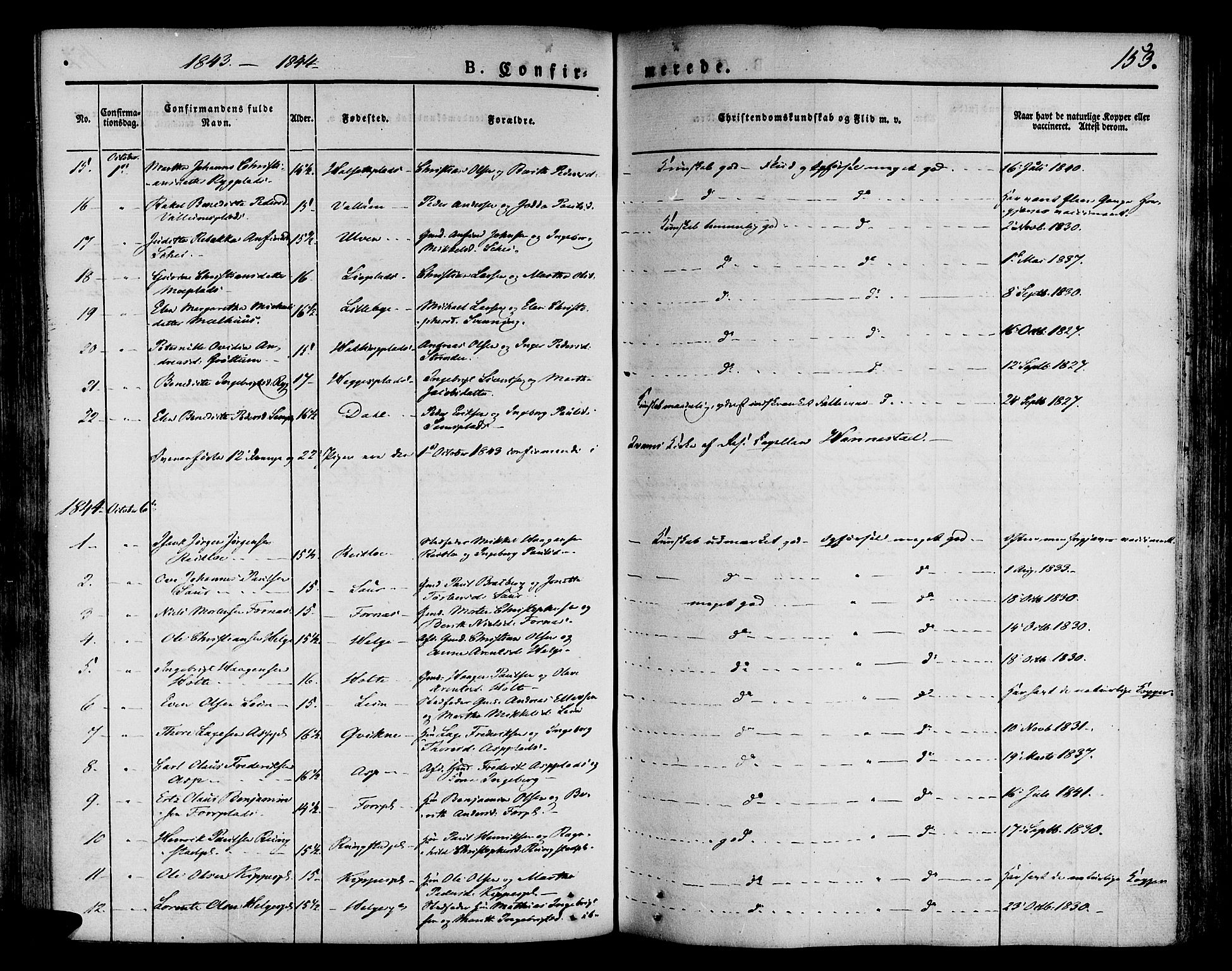 Ministerialprotokoller, klokkerbøker og fødselsregistre - Nord-Trøndelag, SAT/A-1458/746/L0445: Parish register (official) no. 746A04, 1826-1846, p. 153