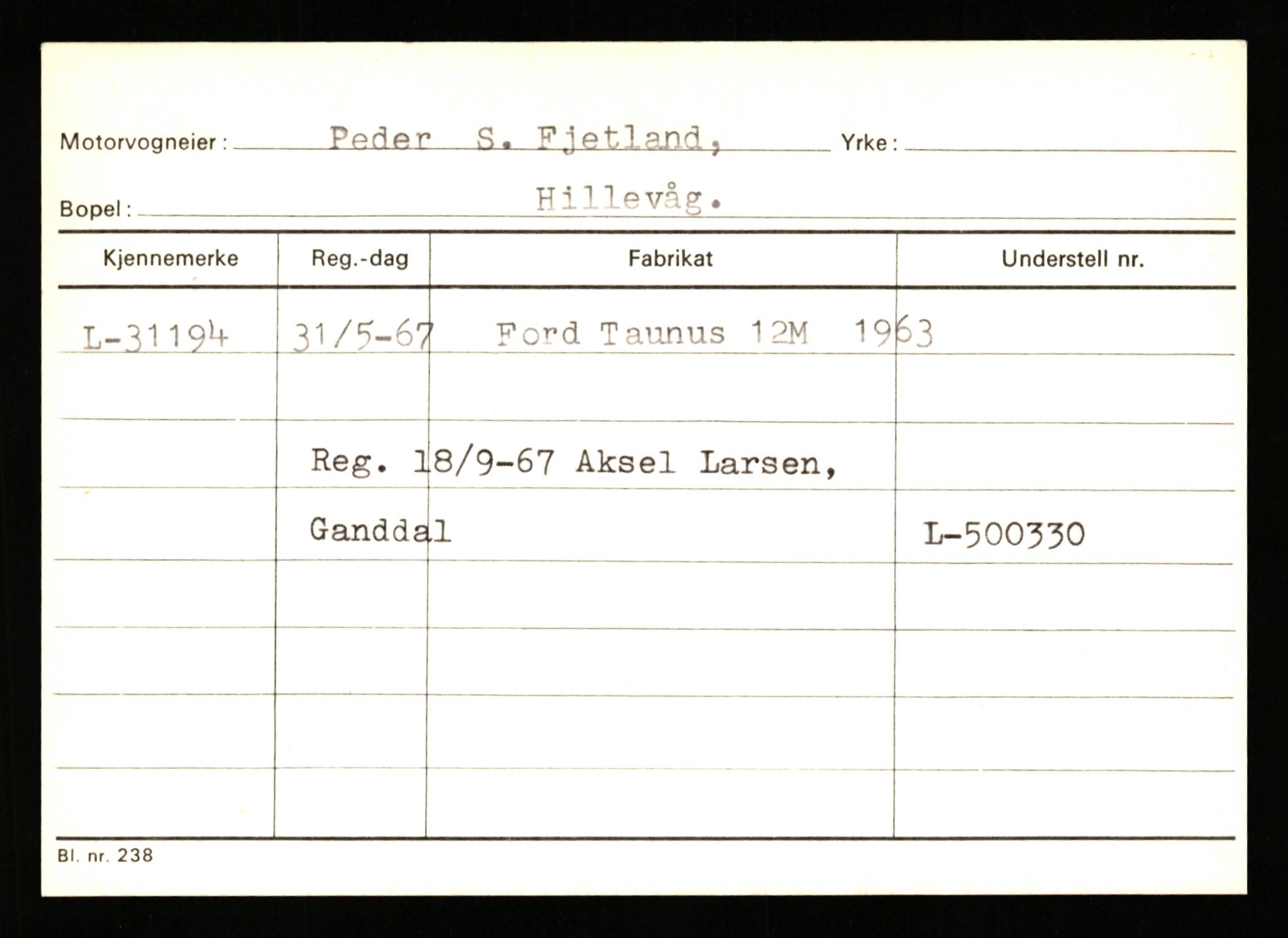 Stavanger trafikkstasjon, SAST/A-101942/0/G/L0005: Registreringsnummer: 23000 - 34245, 1930-1971, p. 2493