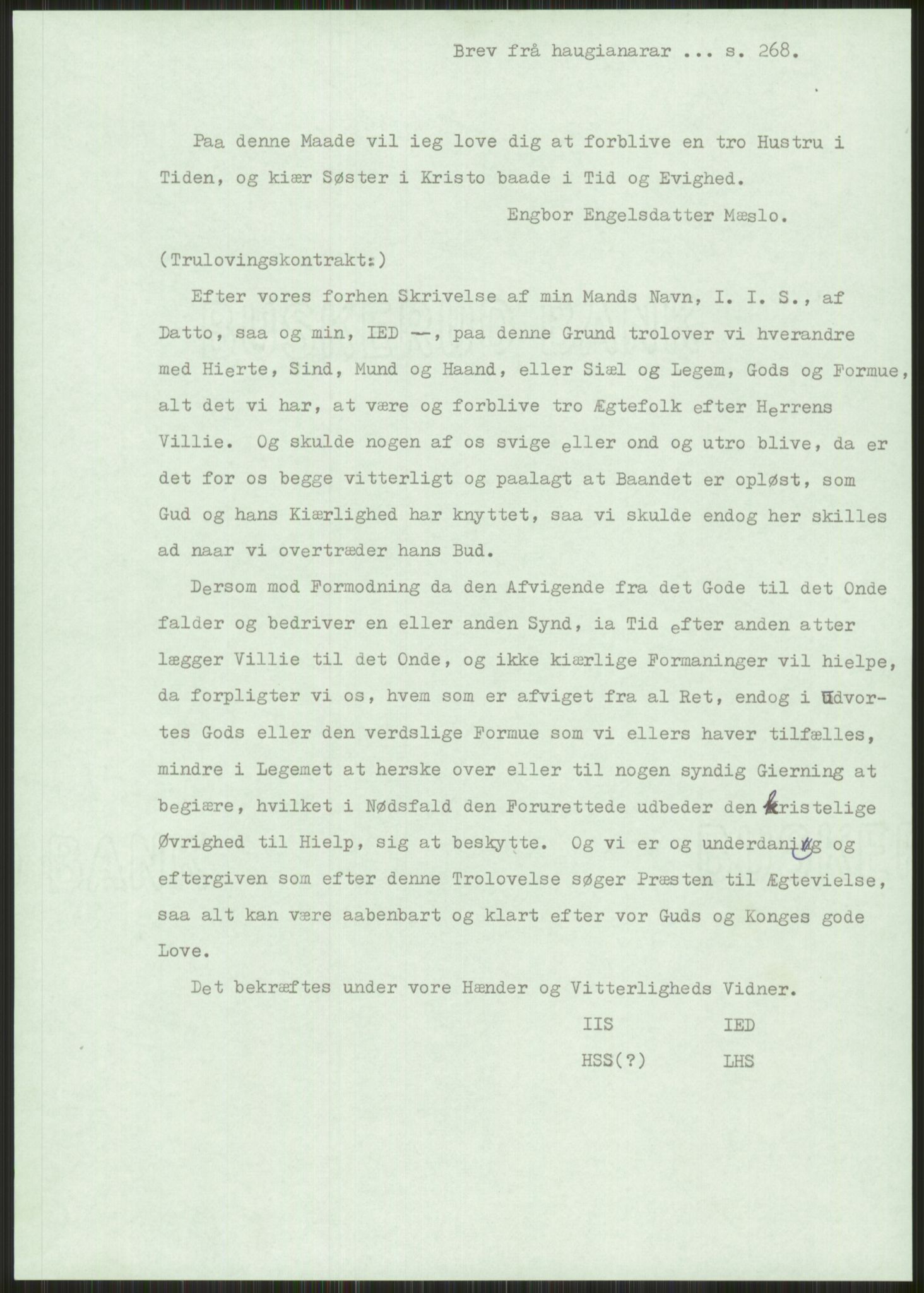 Samlinger til kildeutgivelse, Haugianerbrev, AV/RA-EA-6834/F/L0001: Haugianerbrev I: 1760-1804, 1760-1804, p. 268