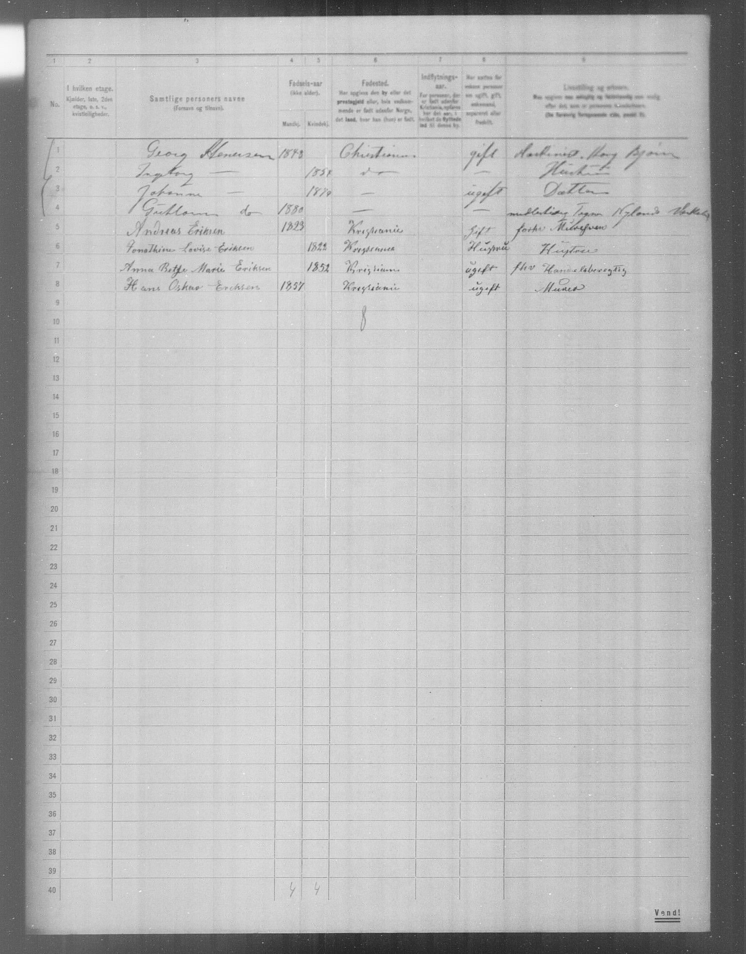 OBA, Municipal Census 1904 for Kristiania, 1904, p. 20199