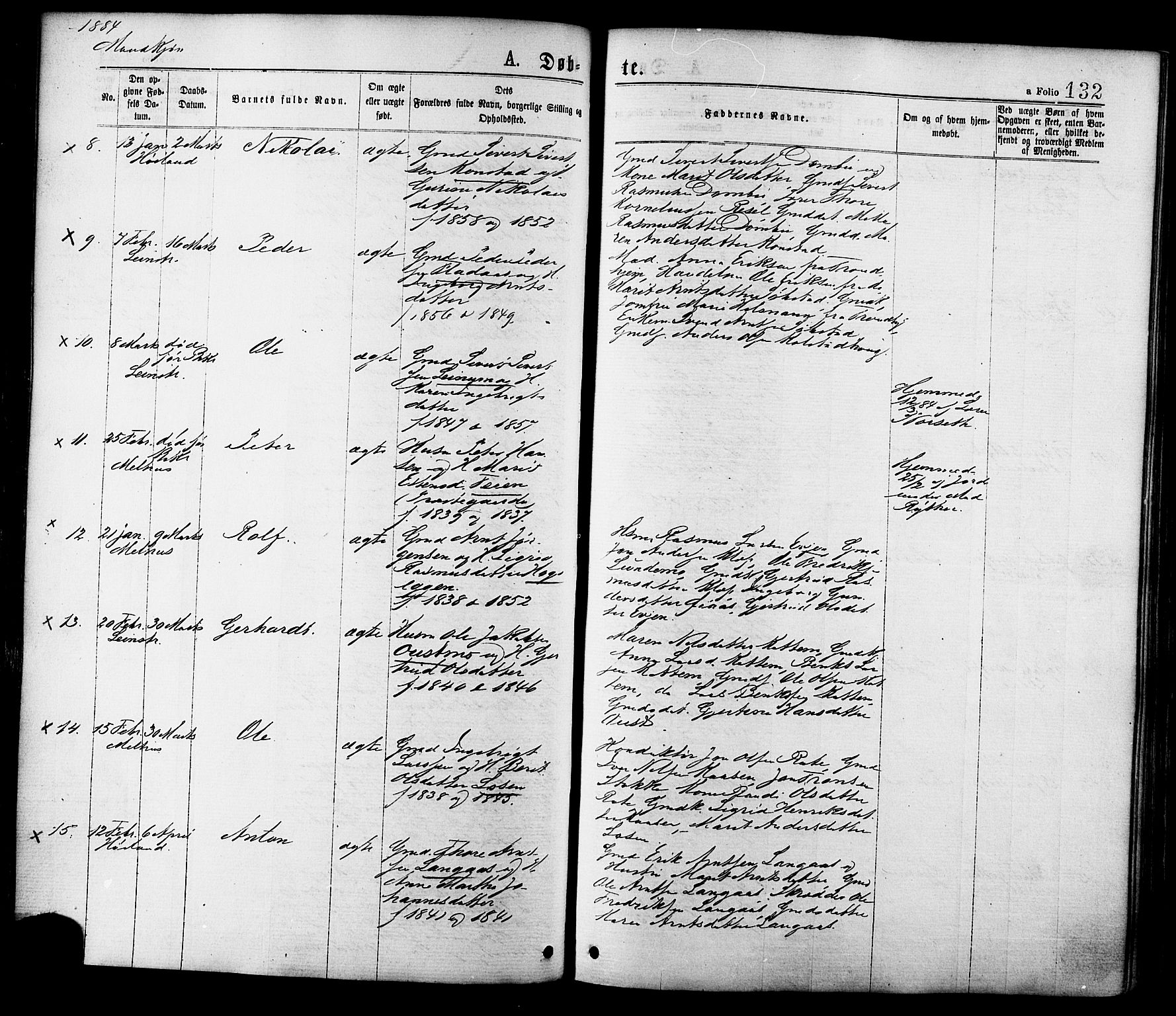 Ministerialprotokoller, klokkerbøker og fødselsregistre - Sør-Trøndelag, AV/SAT-A-1456/691/L1079: Parish register (official) no. 691A11, 1873-1886, p. 132