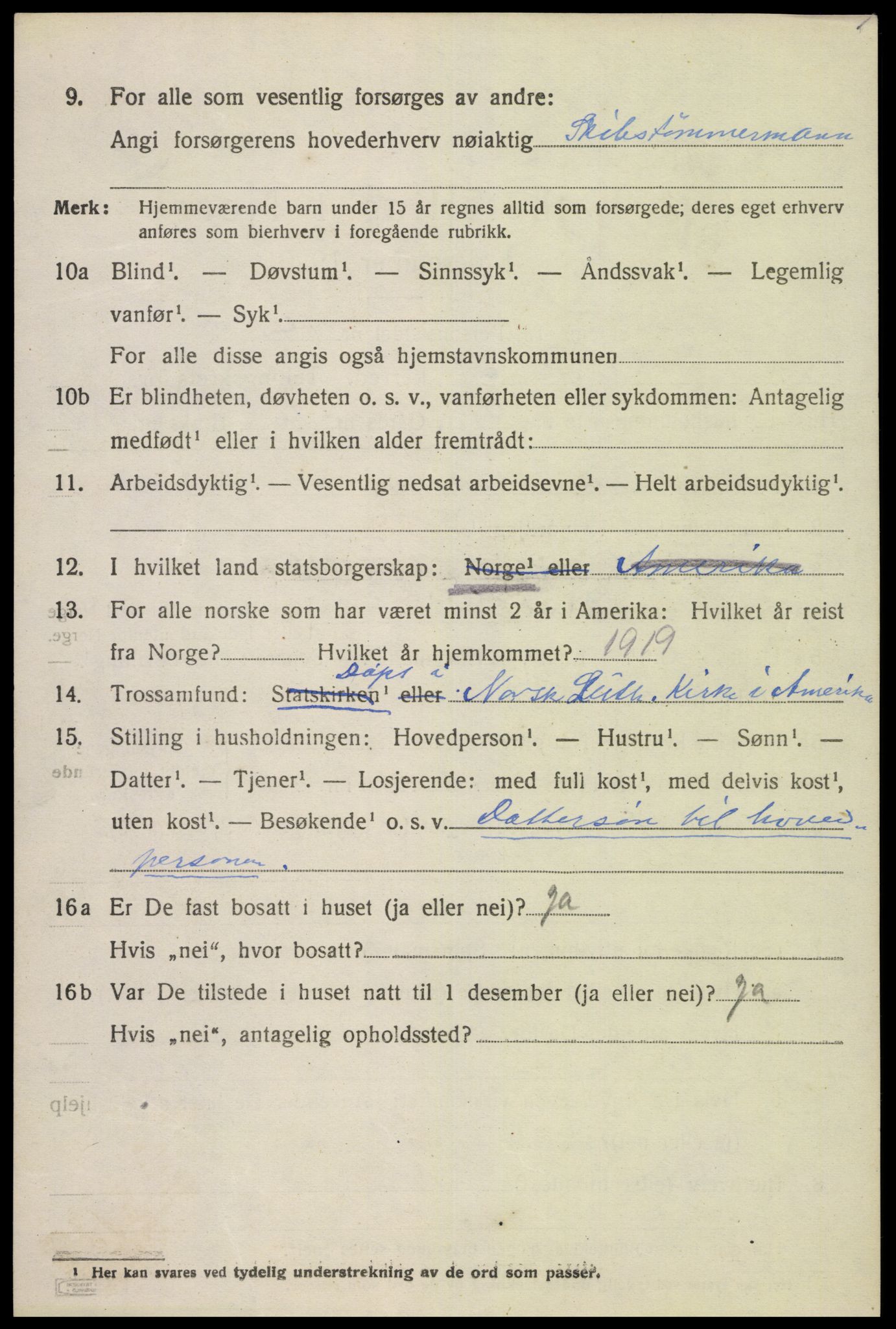 SAK, 1920 census for Lista, 1920, p. 5054