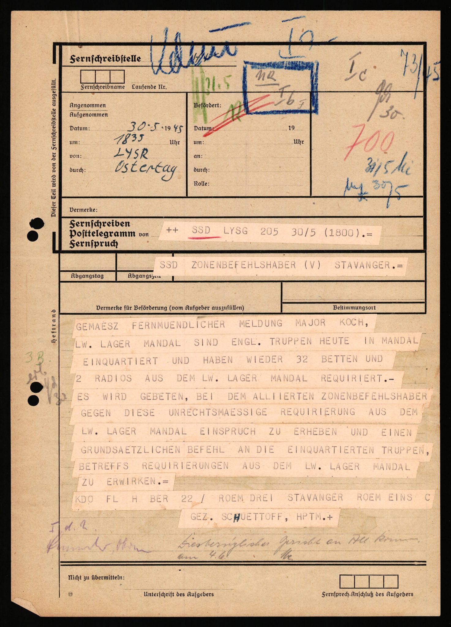 Deutscher Oberbefehlshaber Norwegen (DOBN), AV/RA-RAFA-2197/D/Dl/L0119: DB Zone Stavanger Abt. Ic, 1945, p. 118