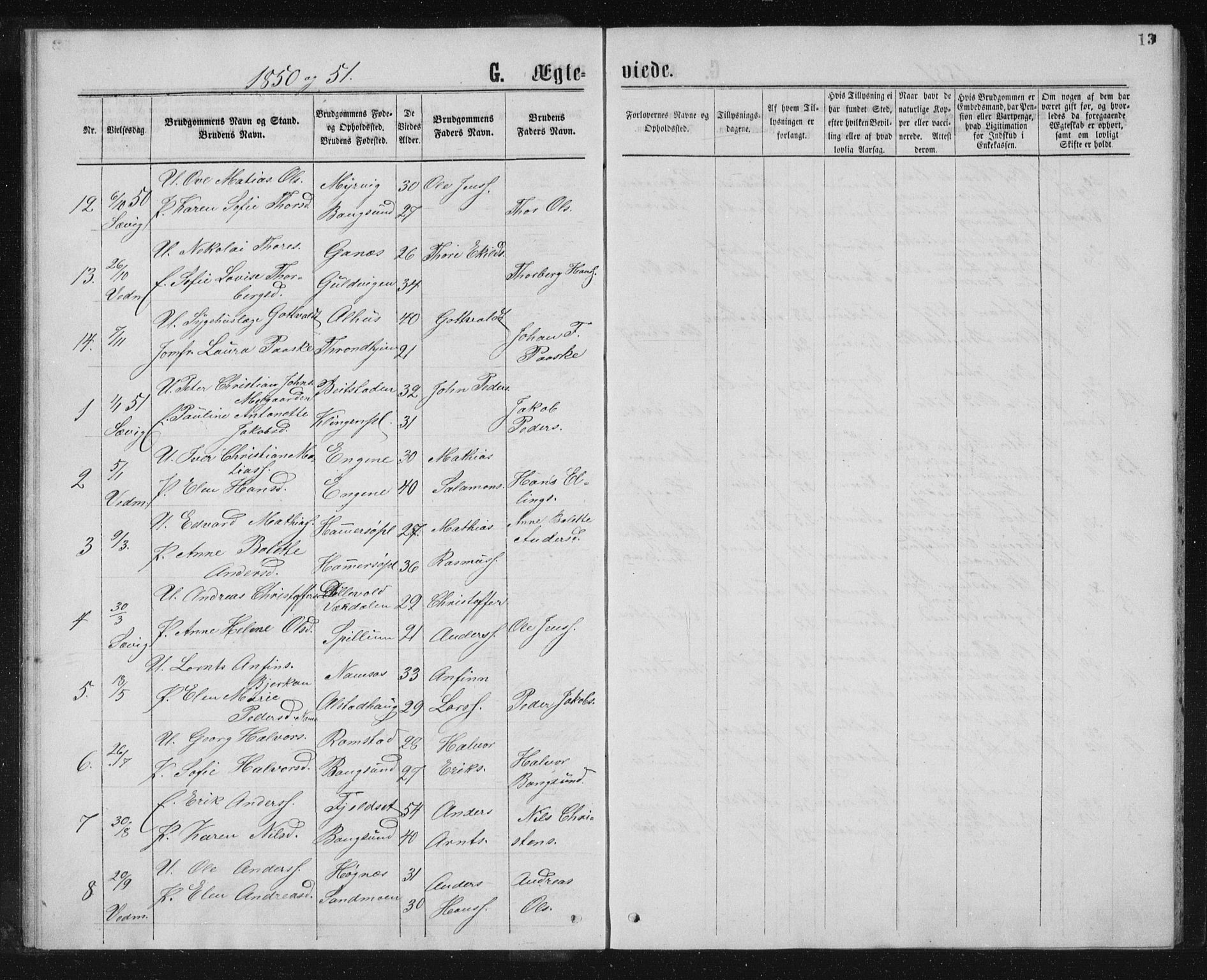 Ministerialprotokoller, klokkerbøker og fødselsregistre - Nord-Trøndelag, SAT/A-1458/768/L0568: Parish register (official) no. 768A03, 1836-1865, p. 13