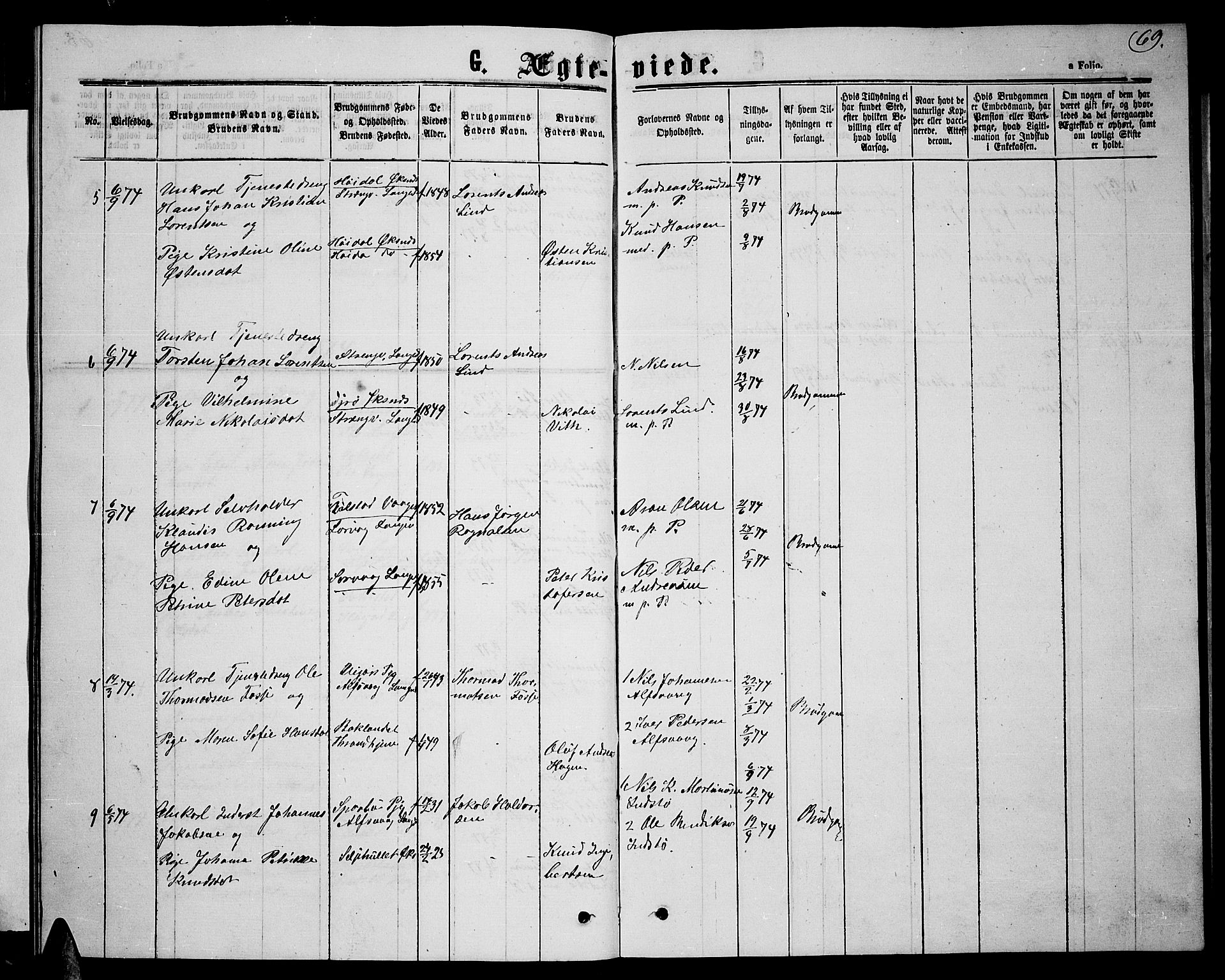 Ministerialprotokoller, klokkerbøker og fødselsregistre - Nordland, SAT/A-1459/894/L1358: Parish register (copy) no. 894C01, 1864-1877, p. 69
