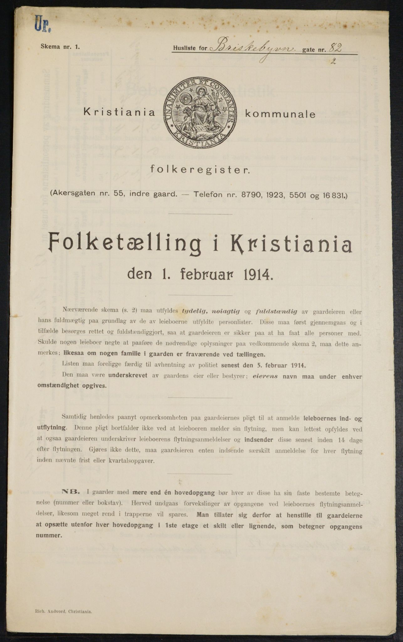 OBA, Municipal Census 1914 for Kristiania, 1914, p. 9627