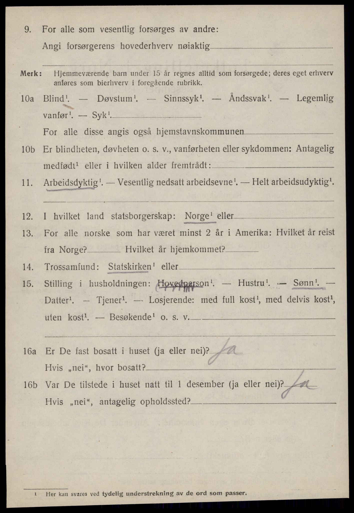 SAT, 1920 census for Stranda, 1920, p. 542