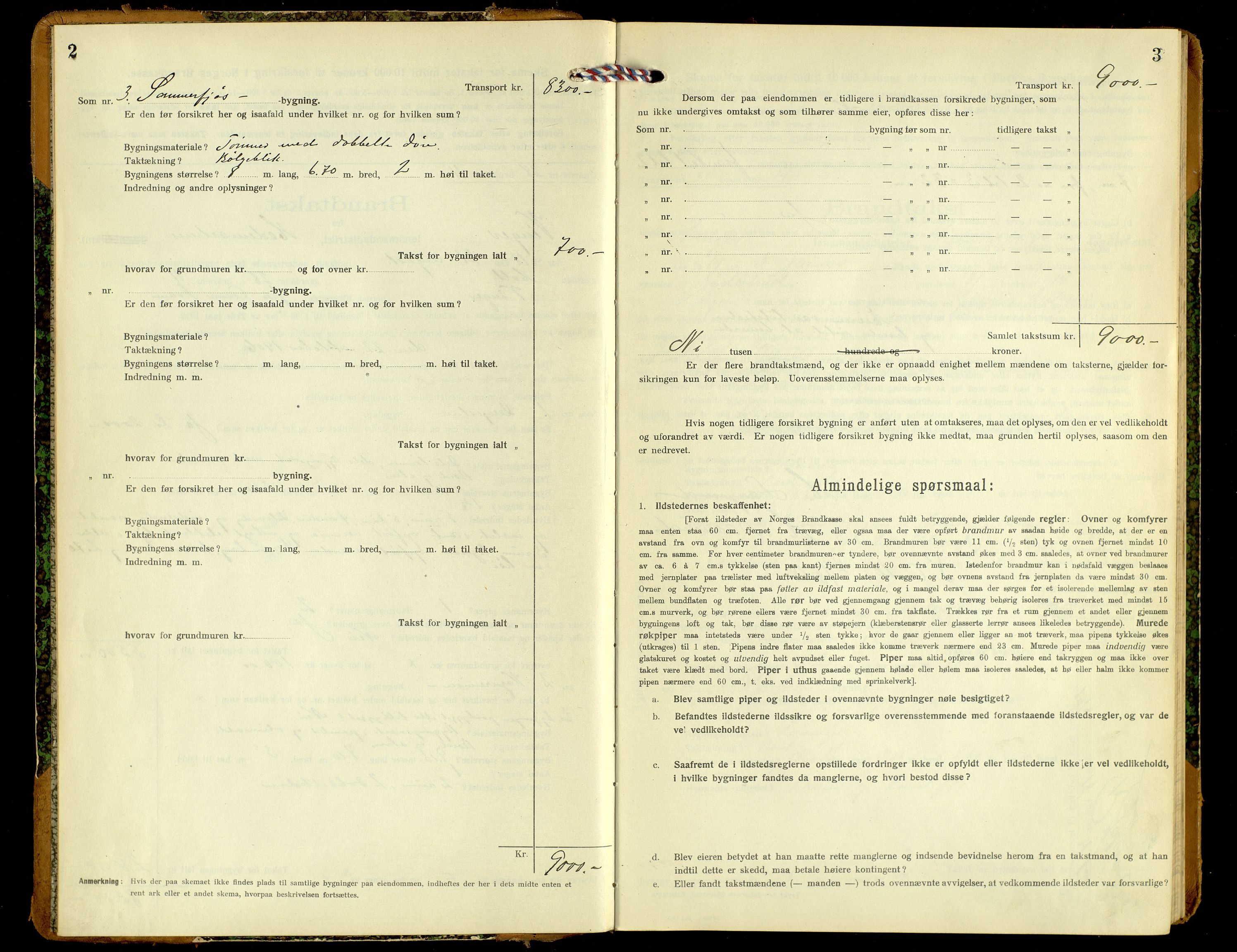 Norges Brannkasse, Vinger, AV/SAH-NBRANV-012/F/L0001: Branntakstprotokoll, 1918-1951, p. 2-3