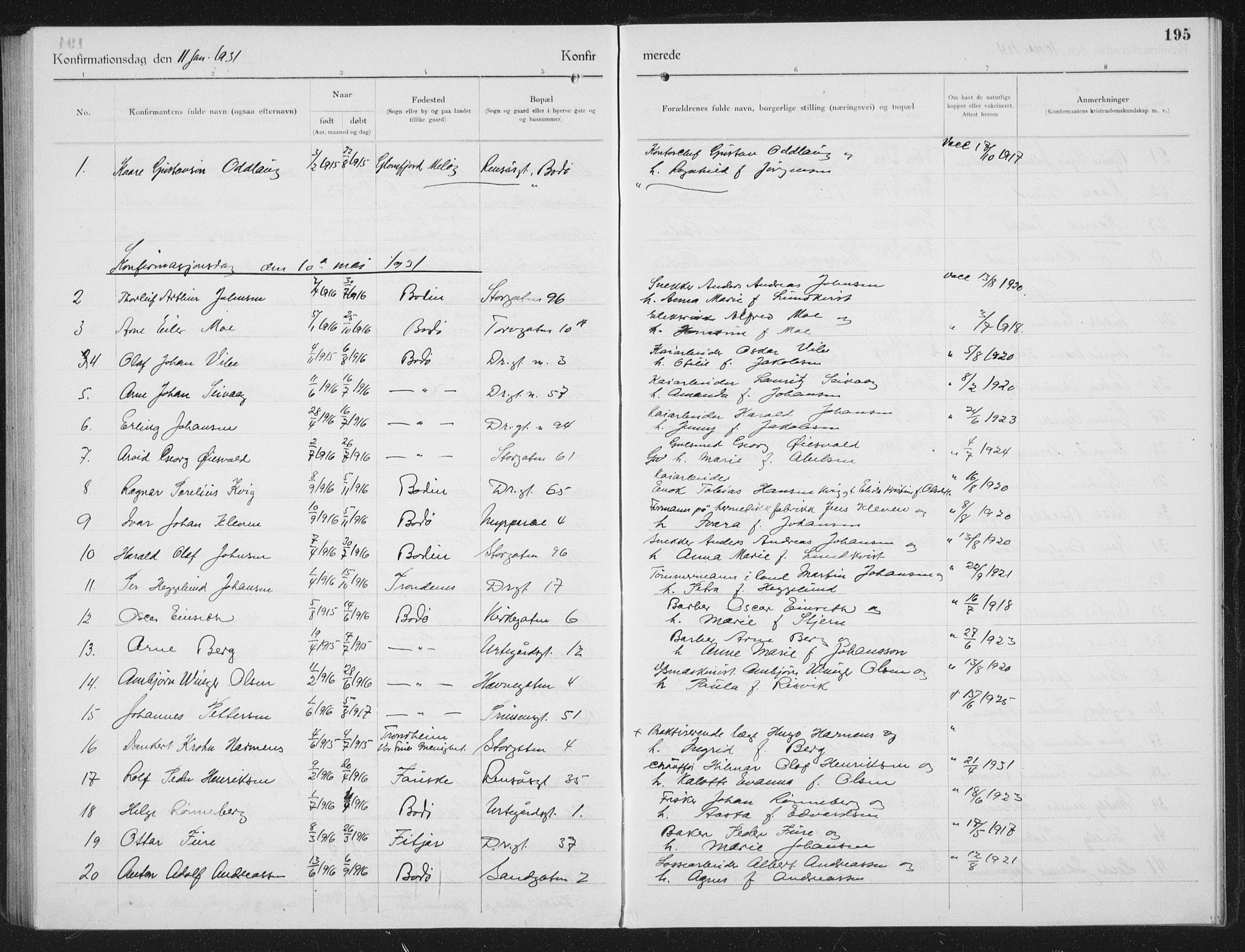 Ministerialprotokoller, klokkerbøker og fødselsregistre - Nordland, SAT/A-1459/801/L0037: Parish register (copy) no. 801C12, 1921-1937, p. 195
