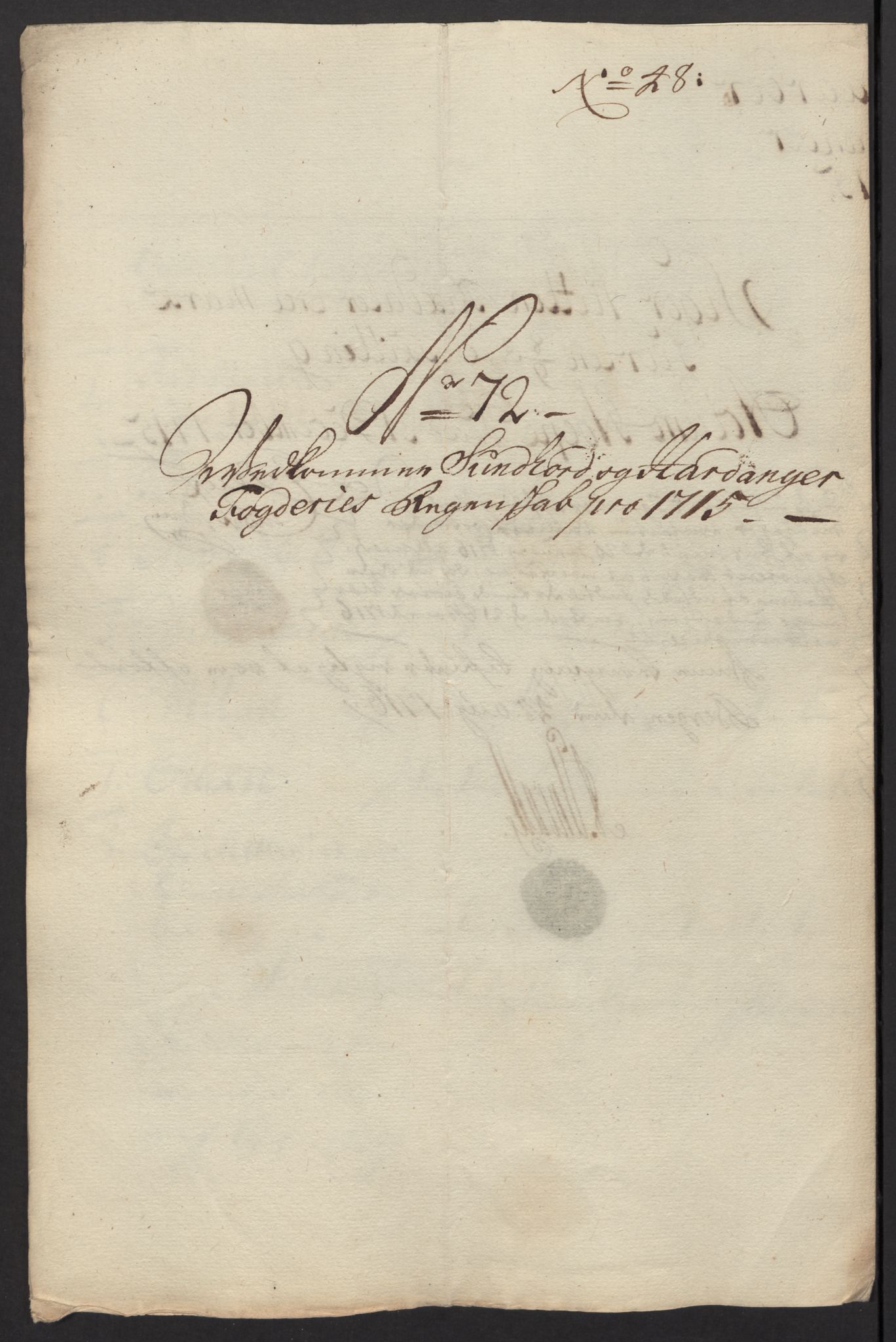 Rentekammeret inntil 1814, Reviderte regnskaper, Fogderegnskap, AV/RA-EA-4092/R48/L2991: Fogderegnskap Sunnhordland og Hardanger, 1715, p. 503