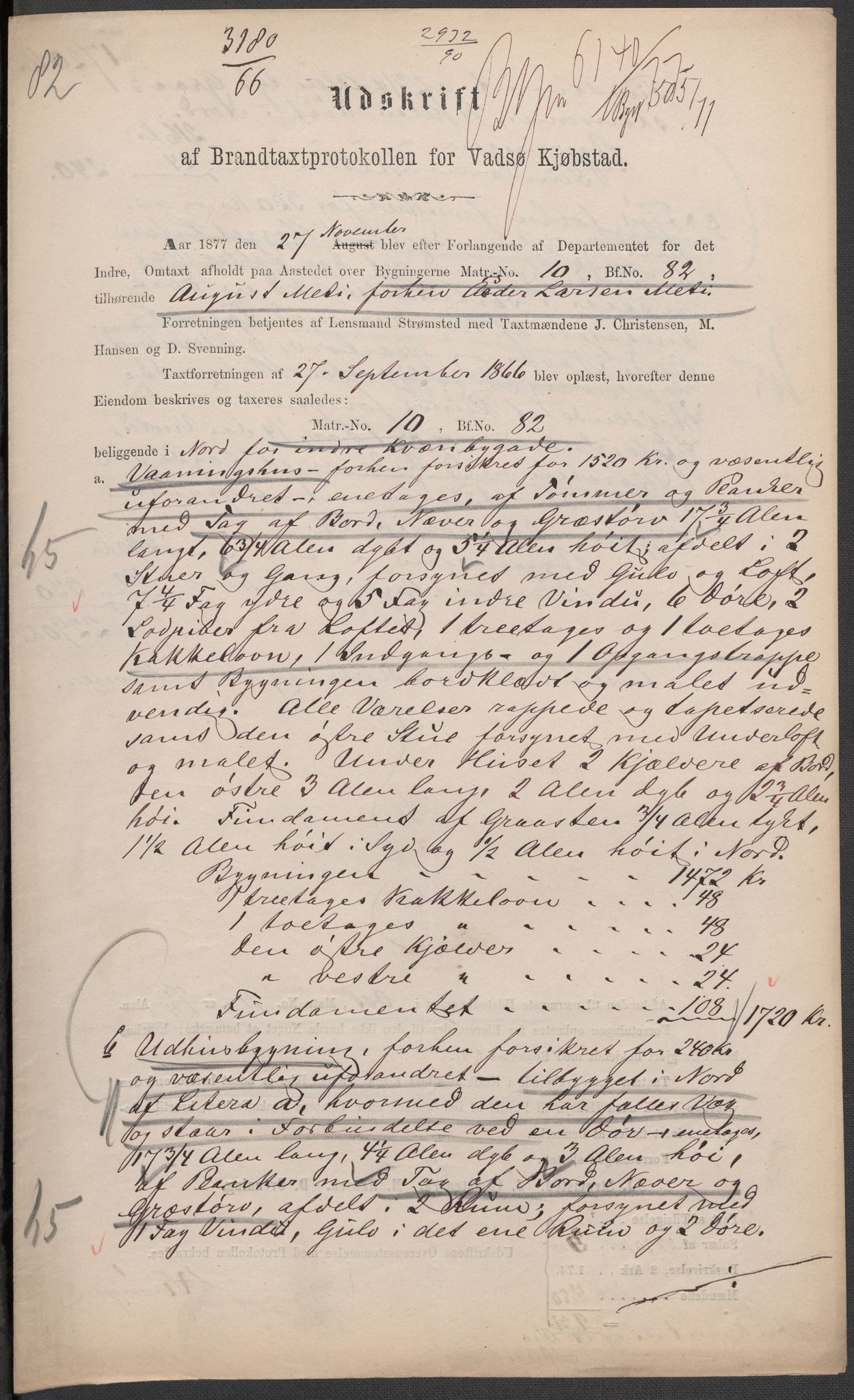 Norges Brannkasse, AV/RA-S-1549/E/Eu/L0010: Branntakster for Vadsø by, 1854-1949, p. 24