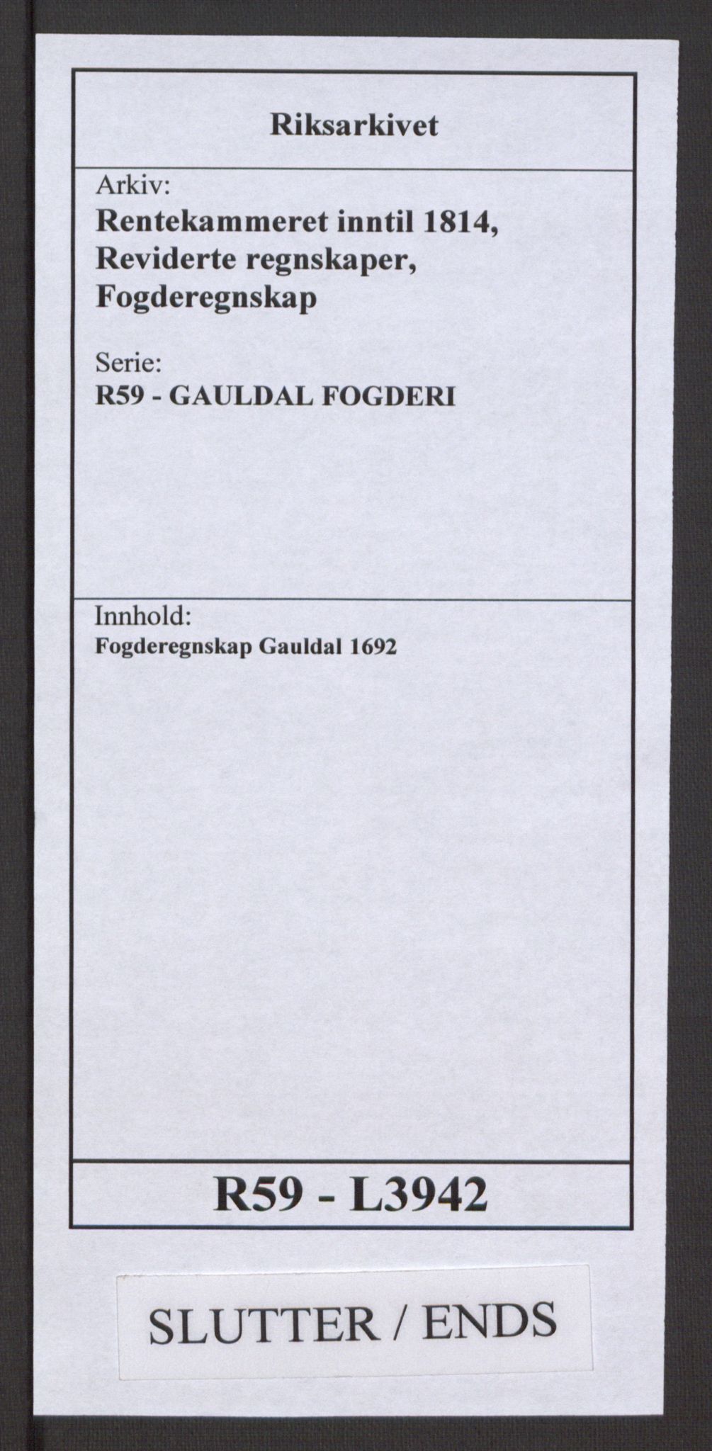 Rentekammeret inntil 1814, Reviderte regnskaper, Fogderegnskap, AV/RA-EA-4092/R59/L3942: Fogderegnskap Gauldal, 1692, p. 303