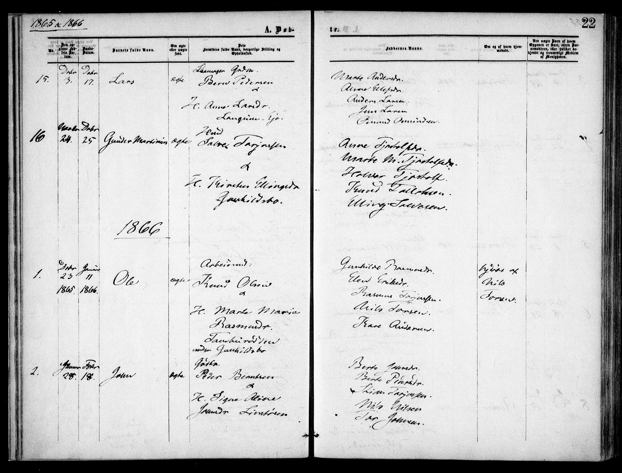Austre Moland sokneprestkontor, SAK/1111-0001/F/Fa/Faa/L0008: Parish register (official) no. A 8, 1858-1868, p. 22