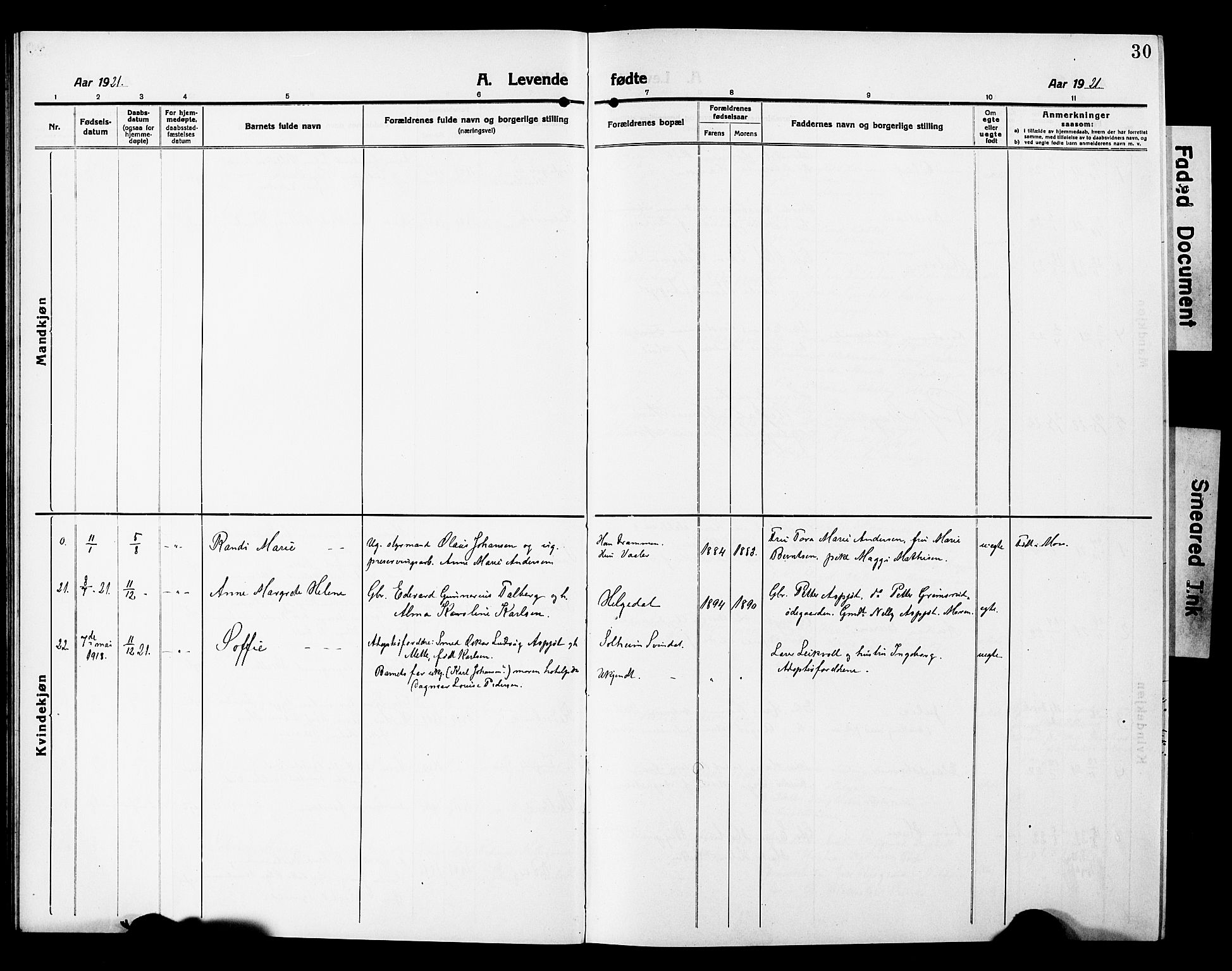 Våler prestekontor Kirkebøker, AV/SAO-A-11083/G/Ga/L0005: Parish register (copy) no. I 5, 1915-1931, p. 30