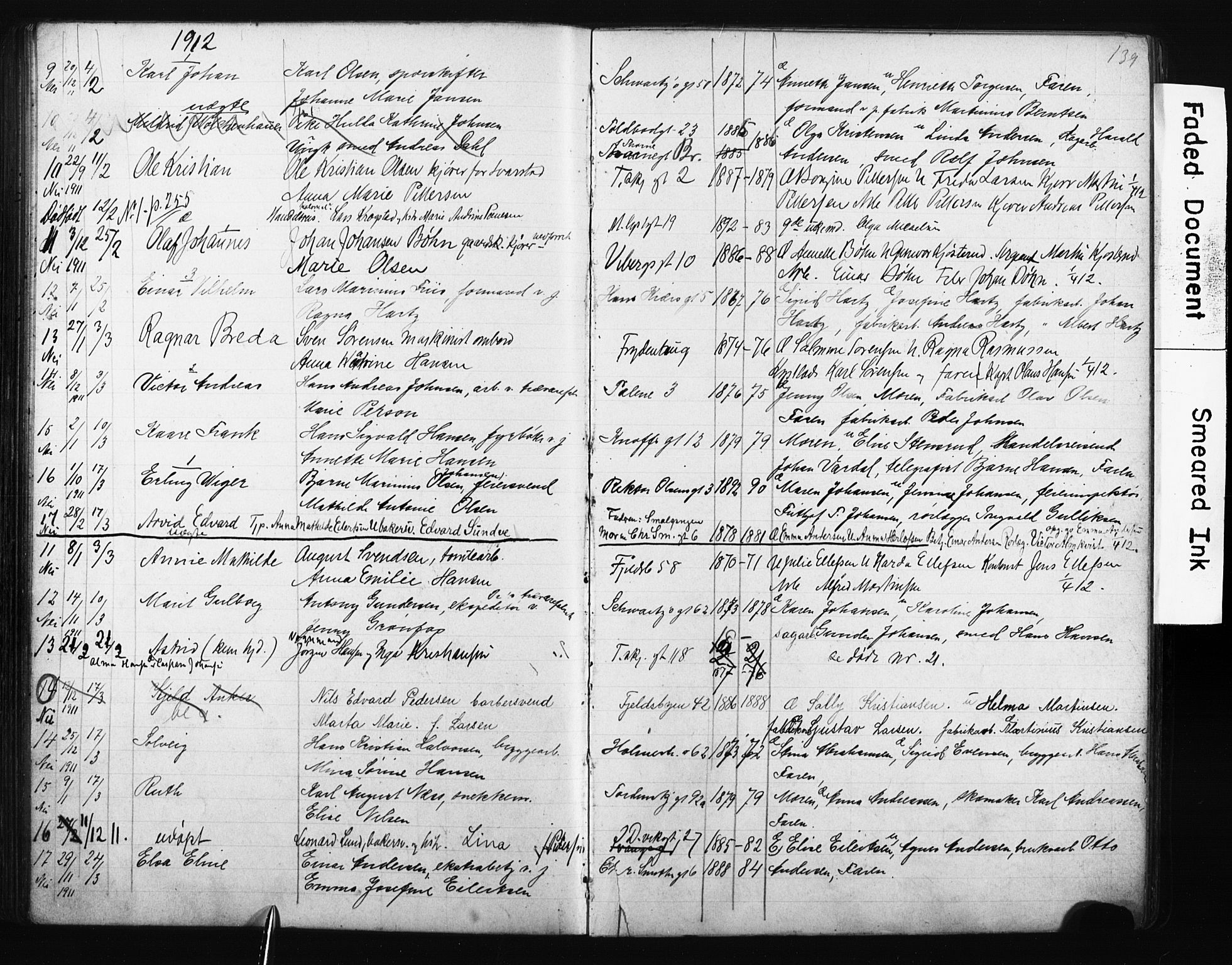 Strømsø kirkebøker, AV/SAKO-A-246/Y/Ya/L0006: Parish register draft no. I 6, 1903-1915, p. 139