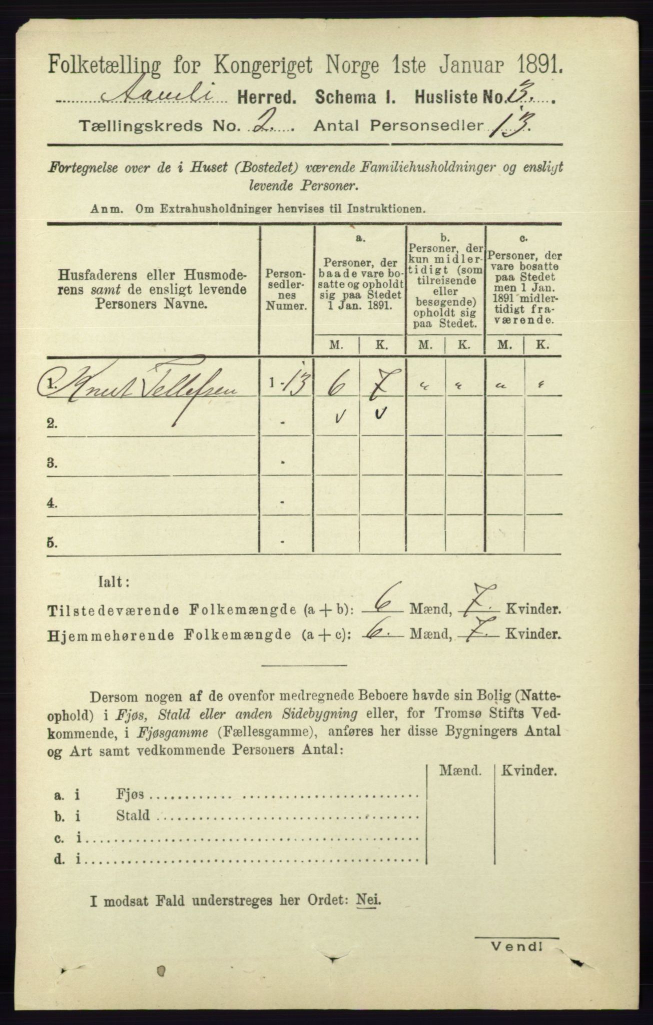 RA, 1891 census for 0929 Åmli, 1891, p. 150