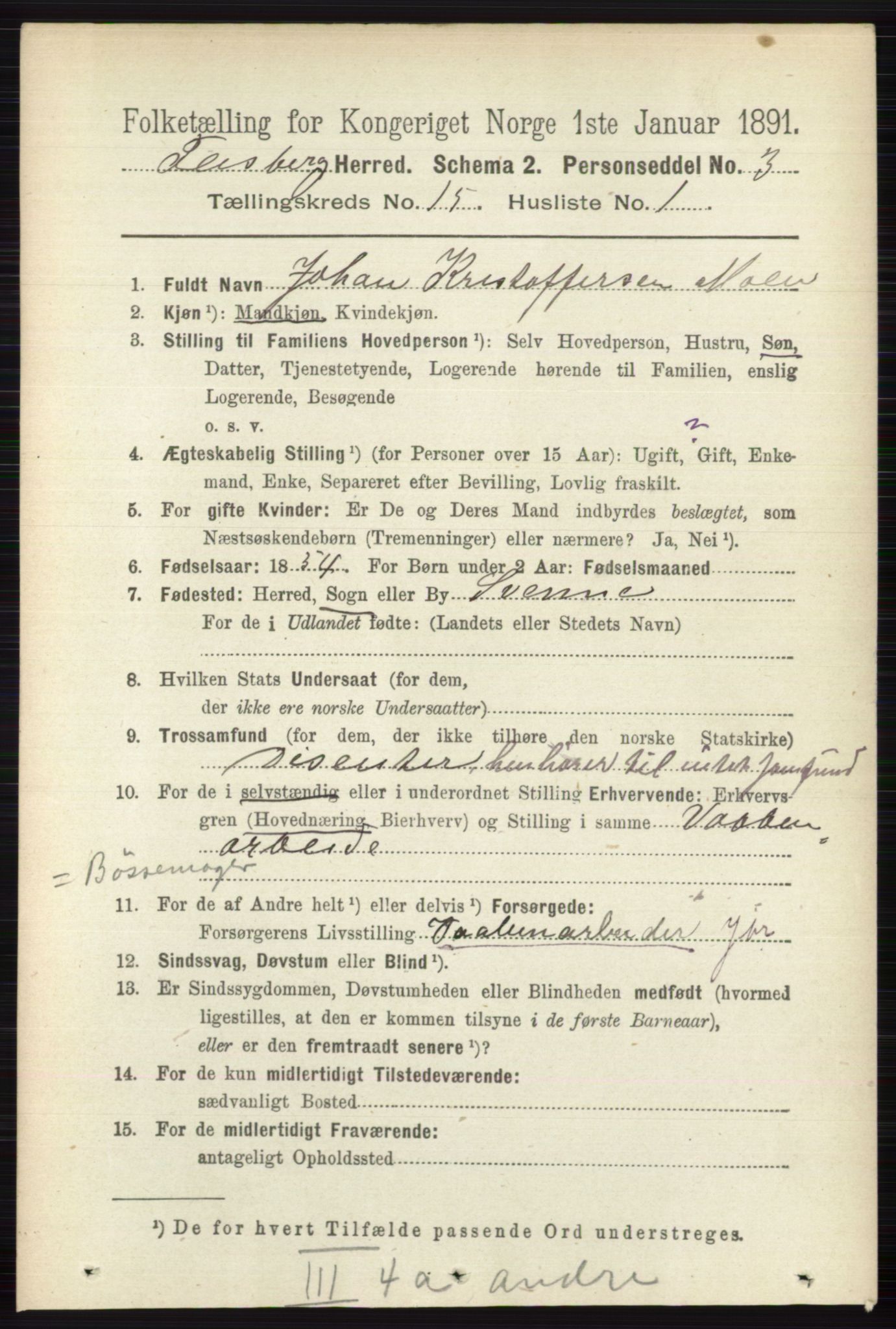 RA, 1891 census for 0631 Flesberg, 1891, p. 2695