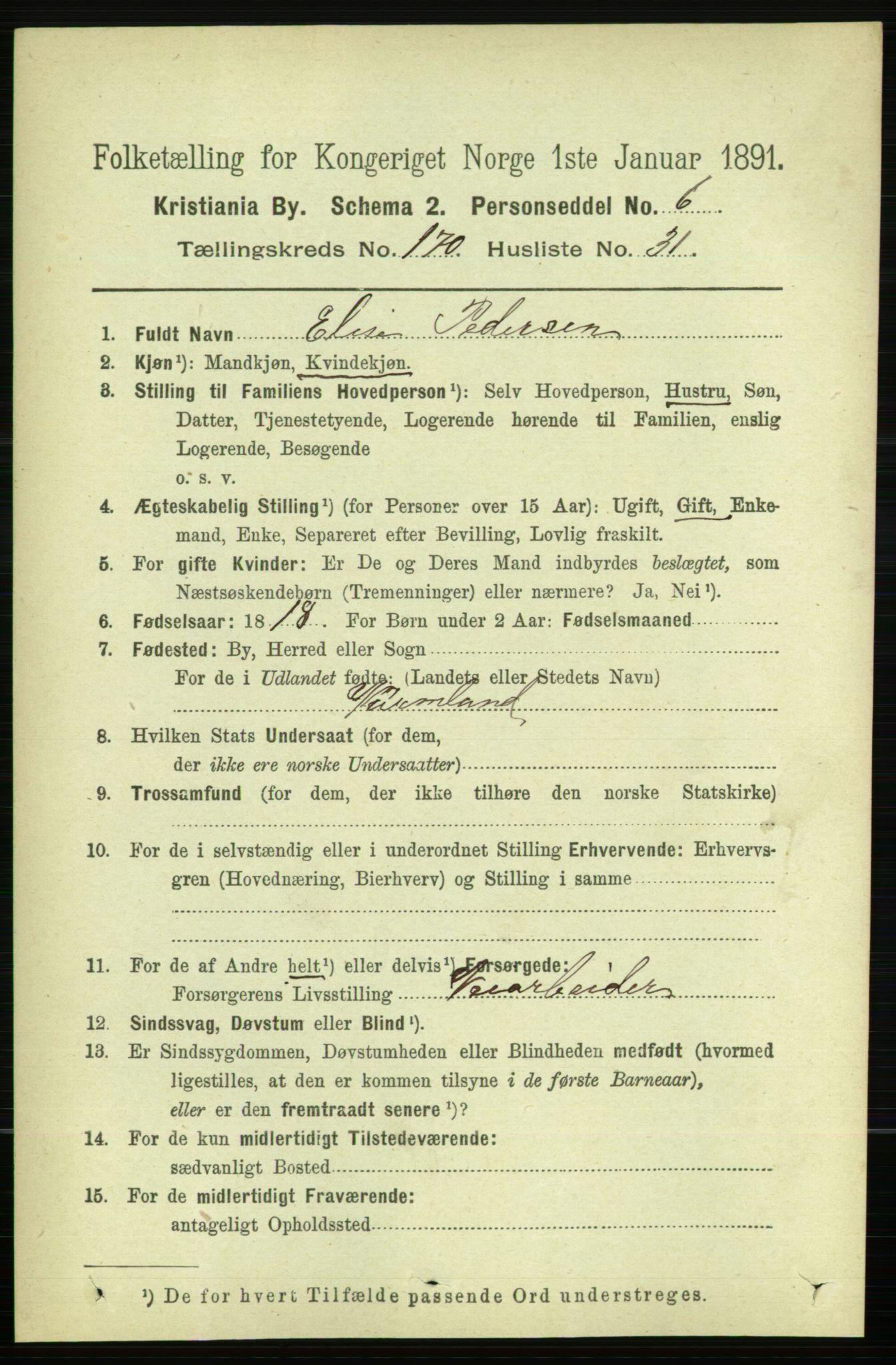 RA, 1891 census for 0301 Kristiania, 1891, p. 100541