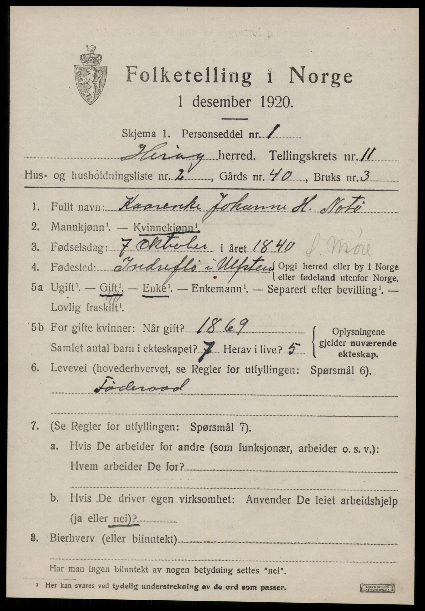 SAT, 1920 census for Herøy (MR), 1920, p. 7069