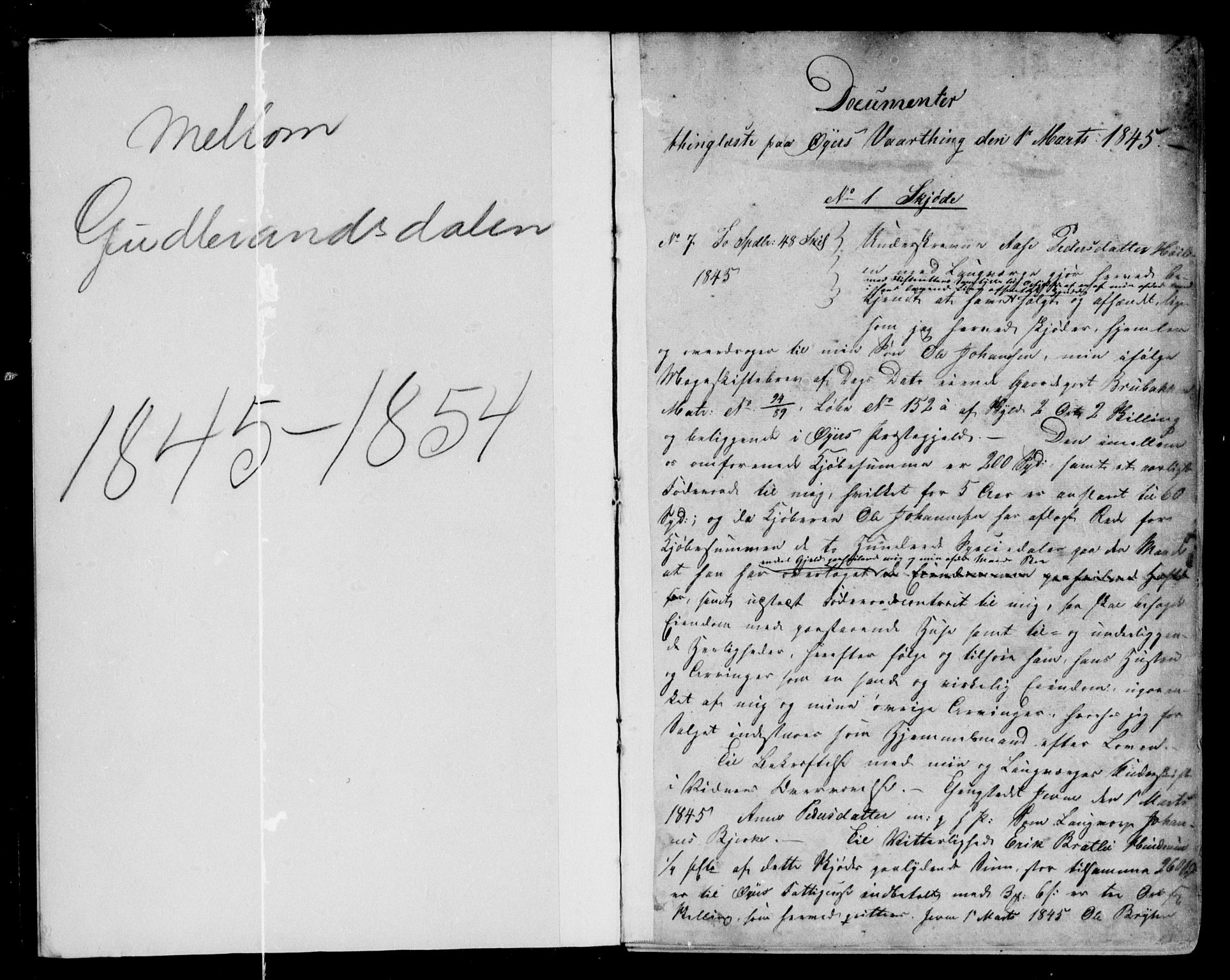 Mellom-Gudbrandsdal sorenskriveri, SAH/TING-038/H/Hb/L0002/0001: Mortgage book no. 2a, 1845-1850, p. 1