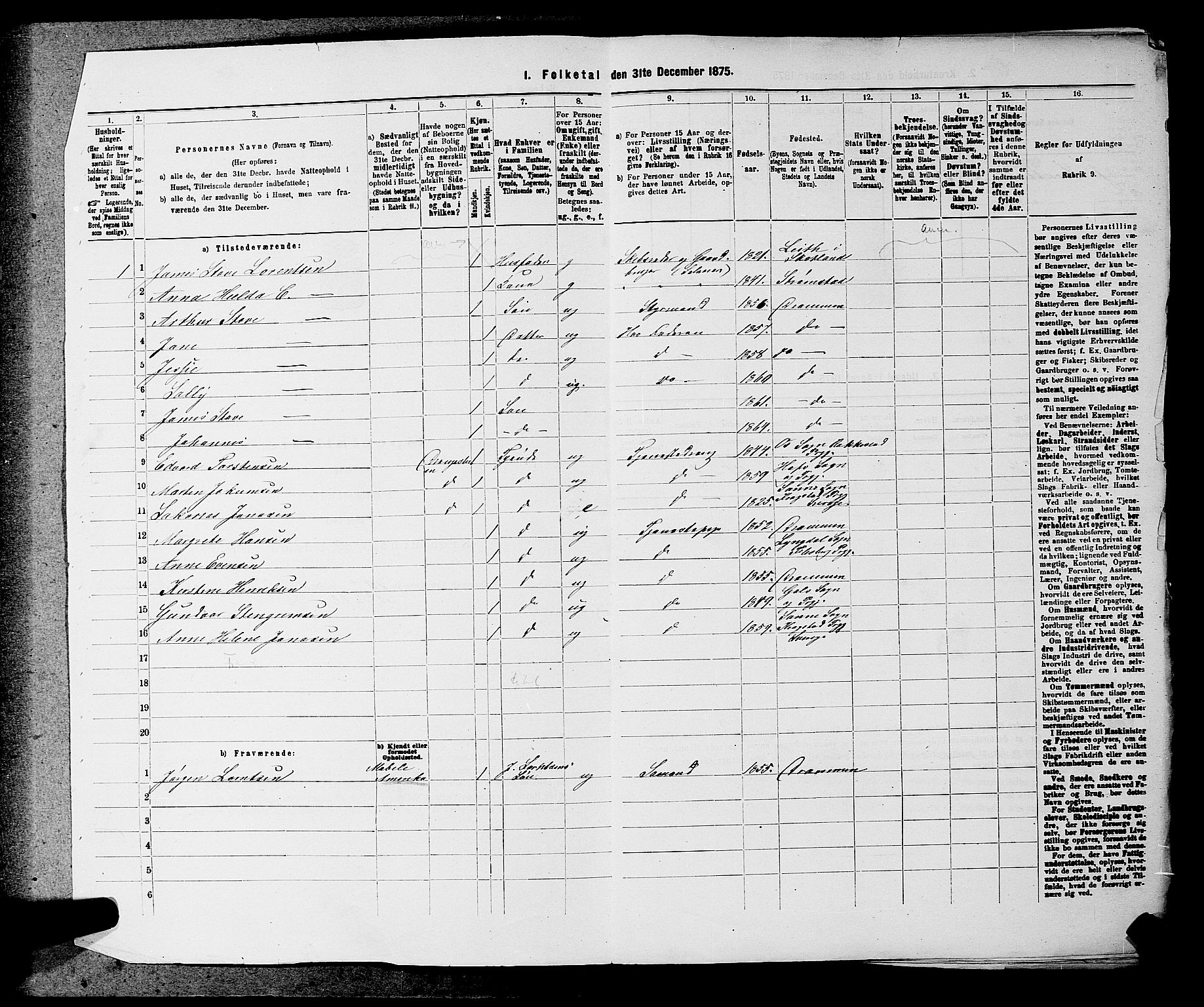 SAKO, 1875 census for 0626P Lier, 1875, p. 246