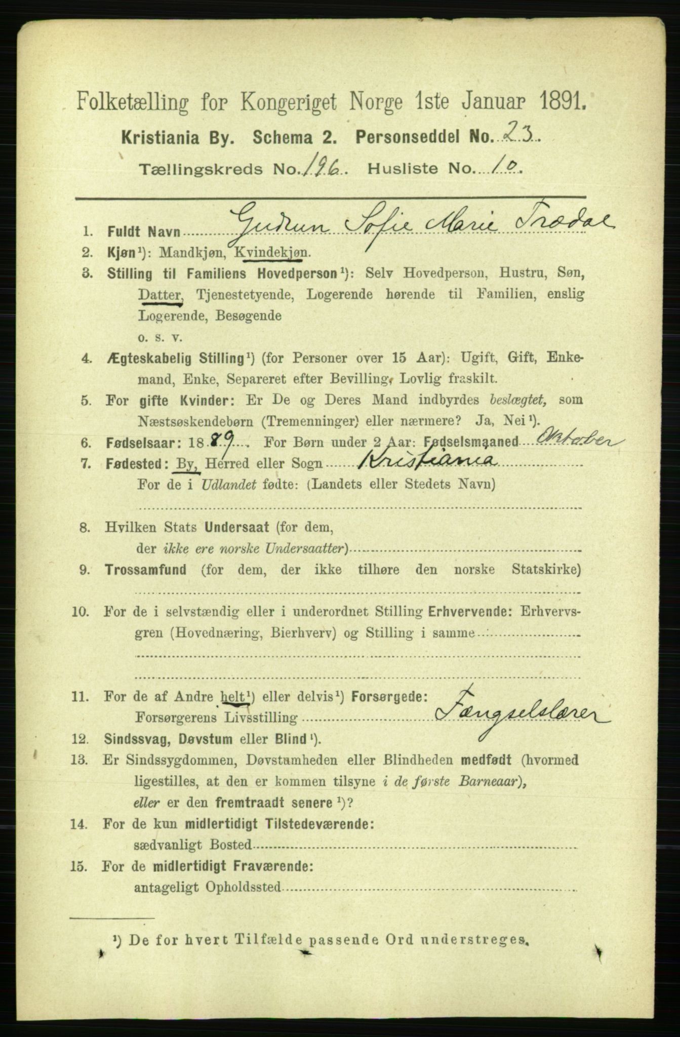 RA, 1891 census for 0301 Kristiania, 1891, p. 118720