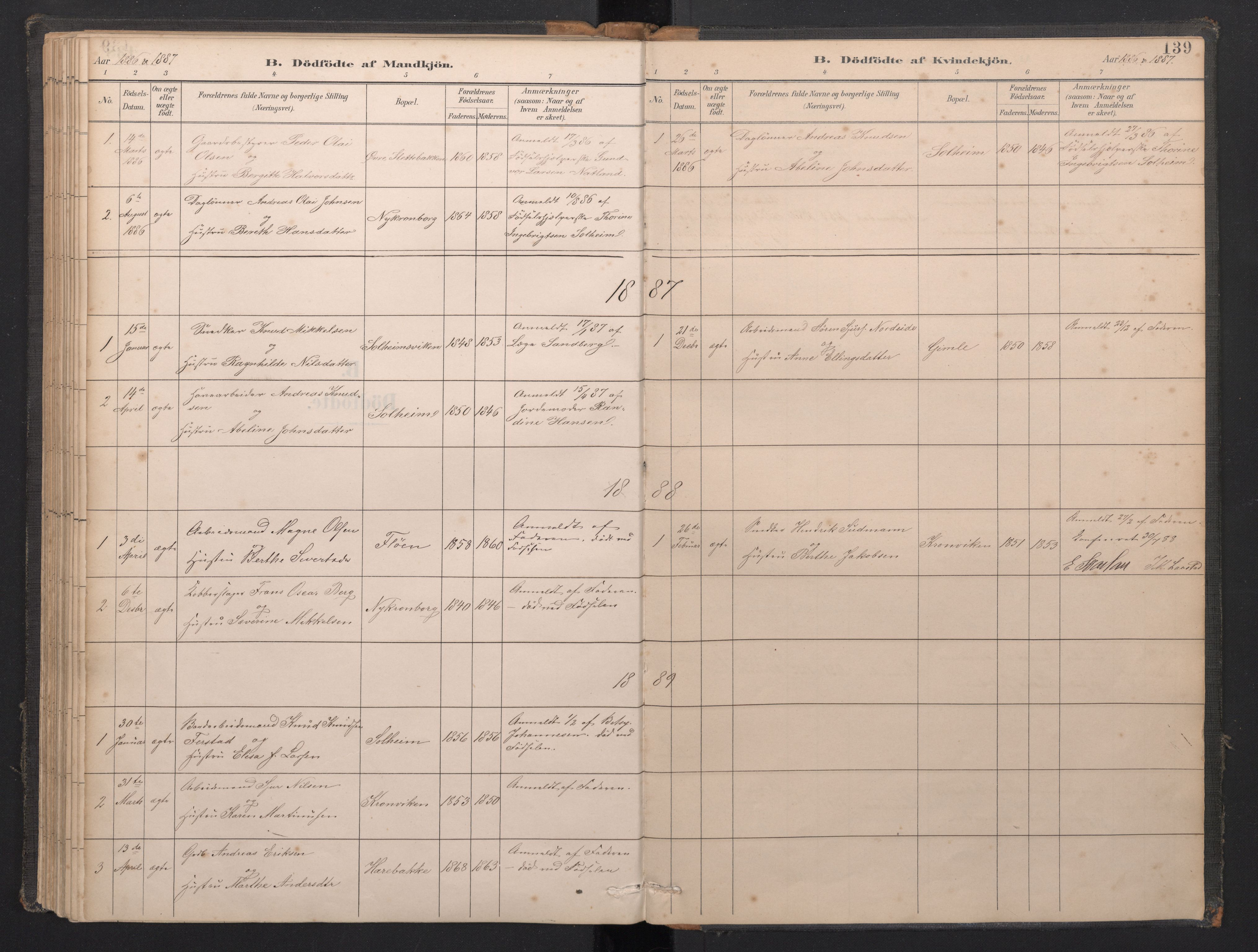 Årstad Sokneprestembete, AV/SAB-A-79301/H/Haa/L0001: Parish register (official) no. A 1, 1886-1901, p. 138b-139a