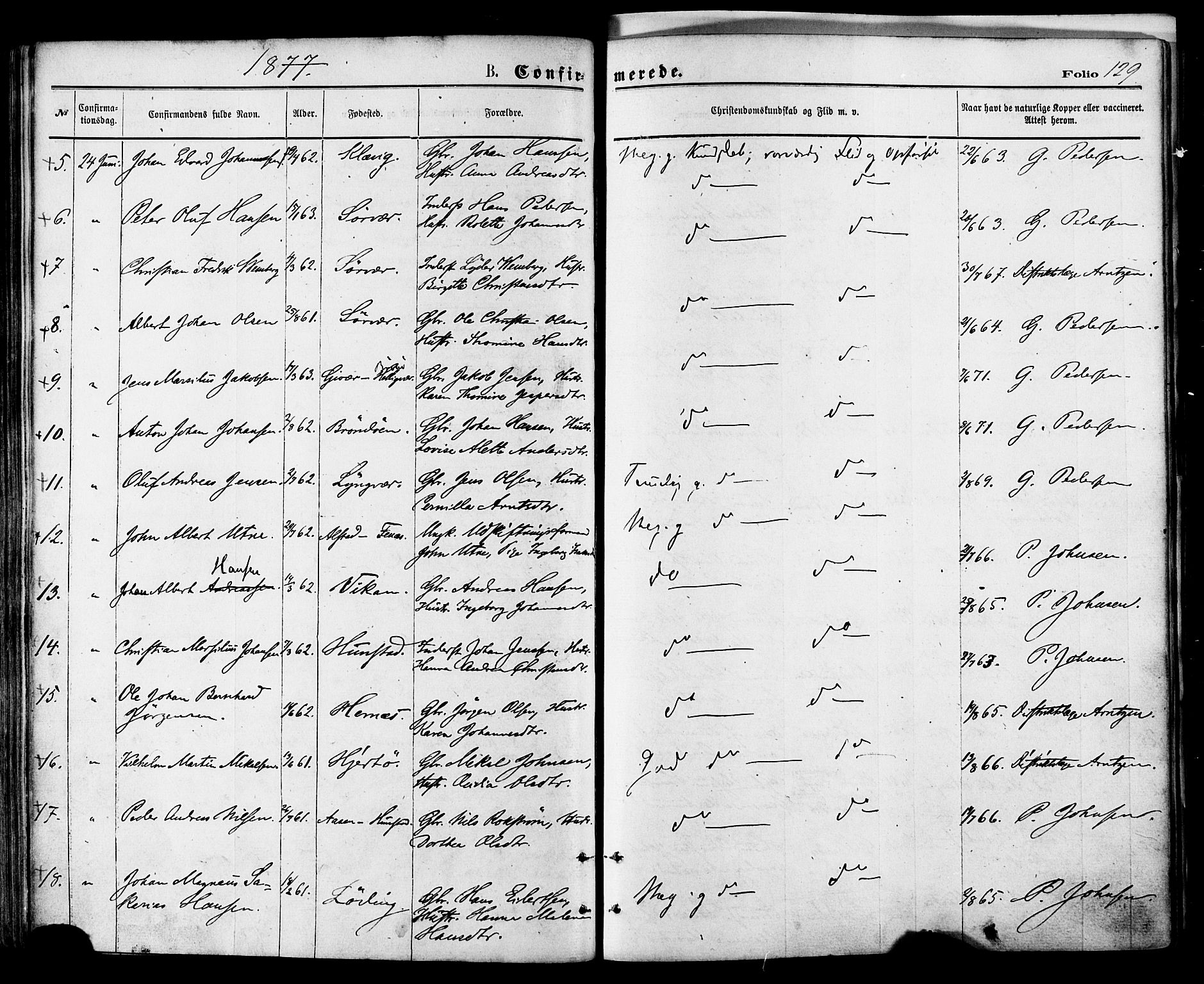 Ministerialprotokoller, klokkerbøker og fødselsregistre - Nordland, AV/SAT-A-1459/801/L0009: Parish register (official) no. 801A09, 1876-1883, p. 129