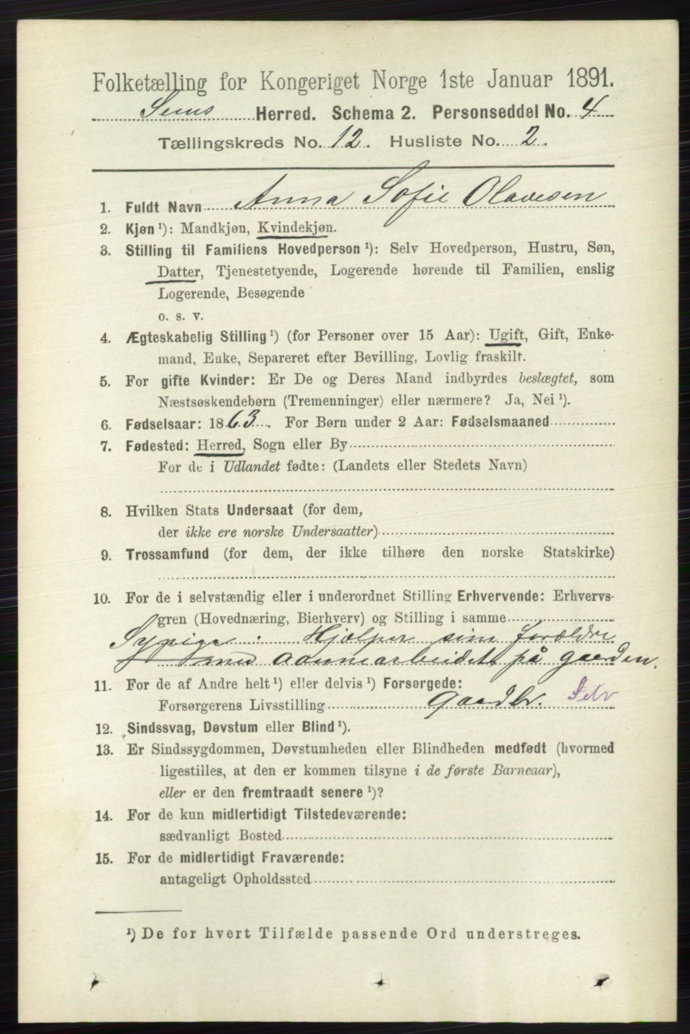 RA, 1891 census for 0721 Sem, 1891, p. 5770