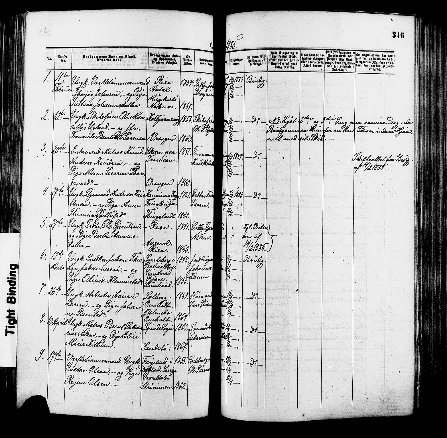 Øyestad sokneprestkontor, SAK/1111-0049/F/Fa/L0016: Parish register (official) no. A 16, 1874-1886, p. 346