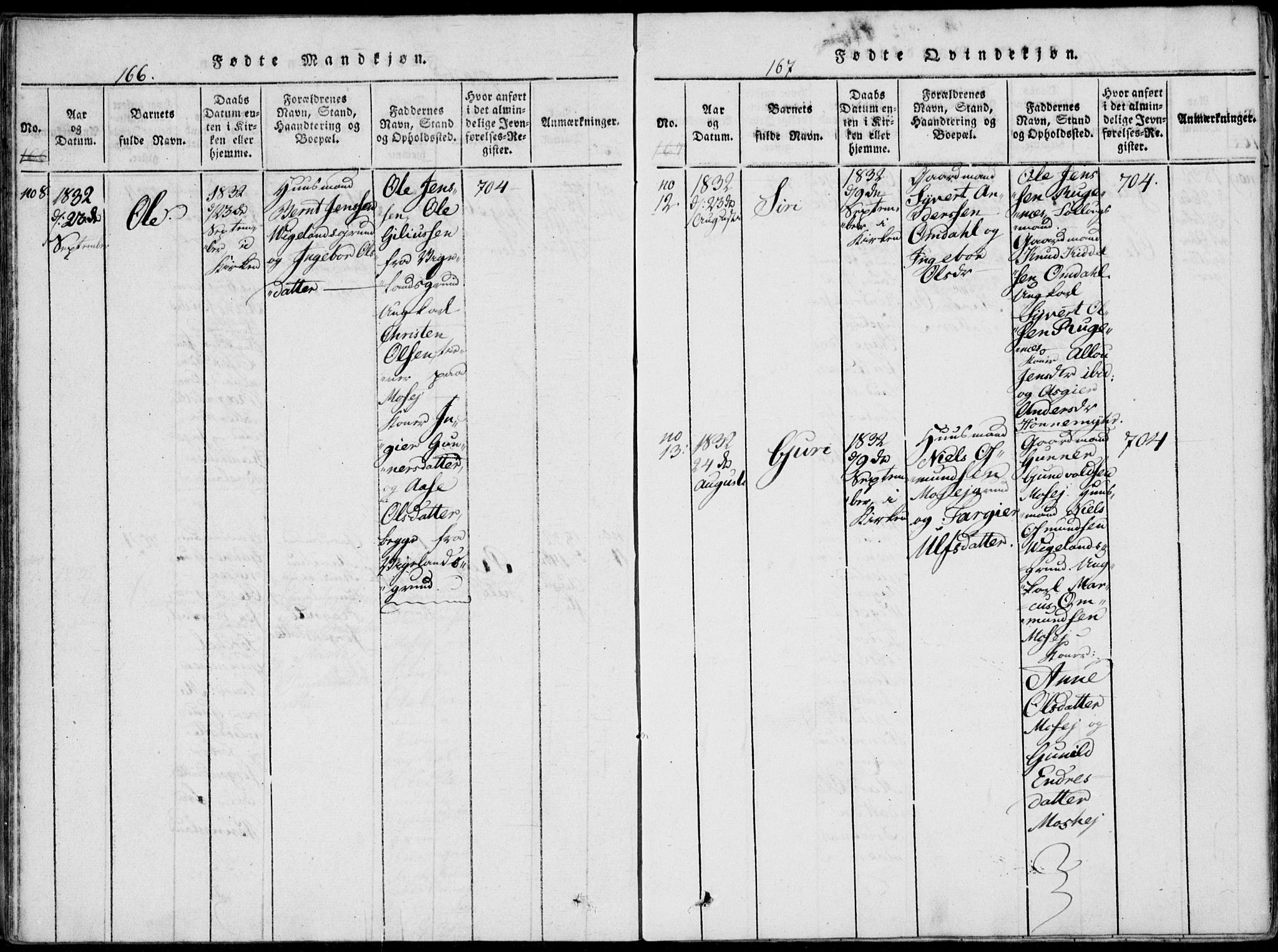 Vennesla sokneprestkontor, AV/SAK-1111-0045/Fa/Fab/L0003: Parish register (official) no. A 3, 1820-1834, p. 166-167