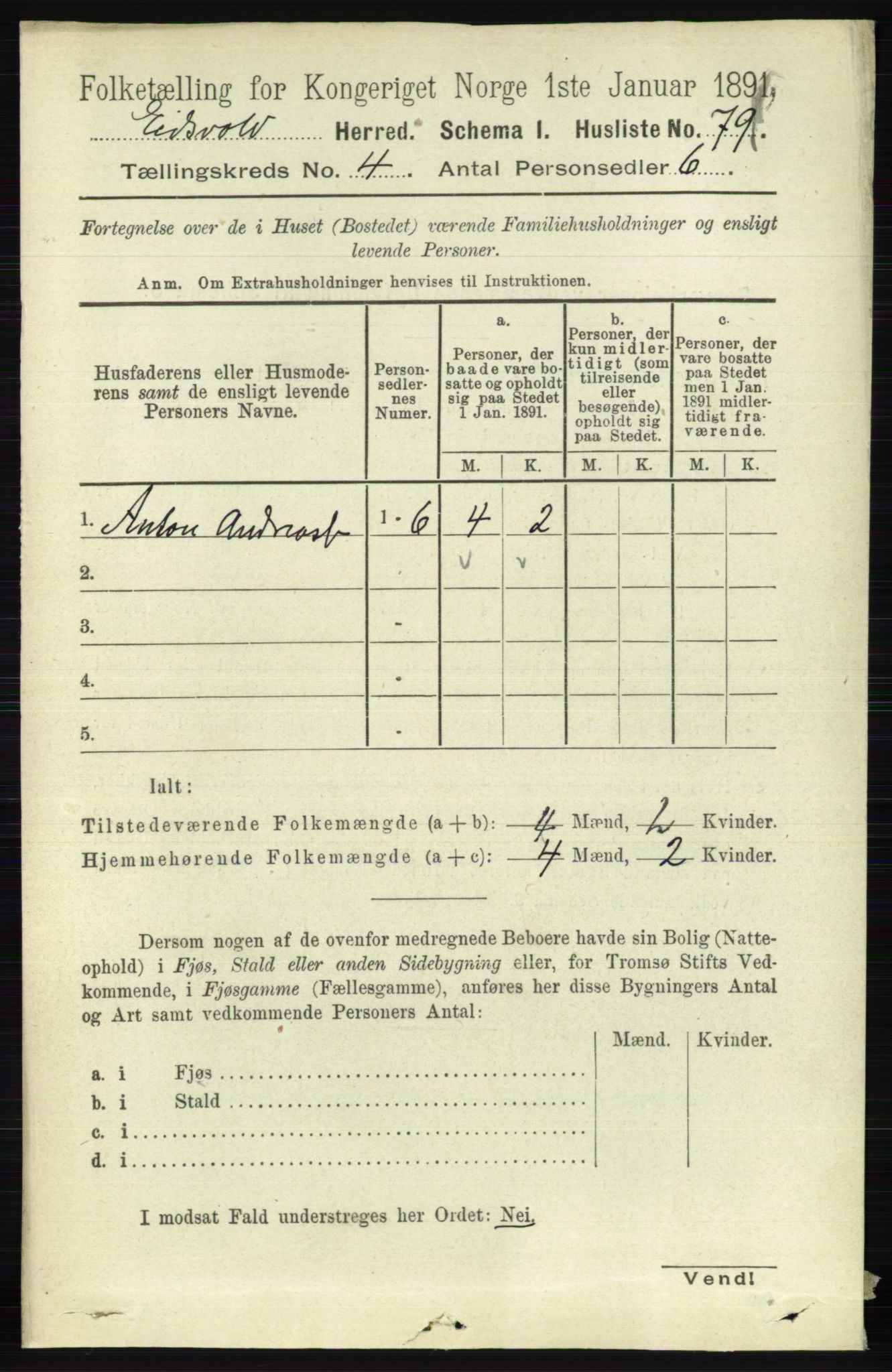 RA, 1891 census for 0237 Eidsvoll, 1891, p. 2115