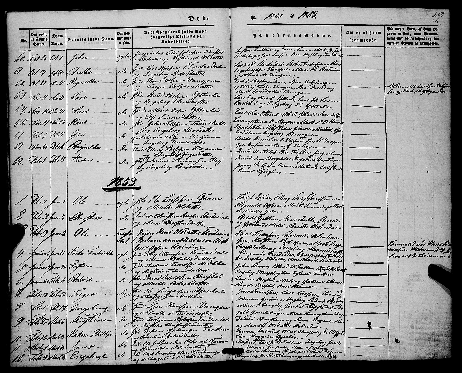 Aurland sokneprestembete, SAB/A-99937/H/Ha/Haa/L0007: Parish register (official) no. A 7, 1842-1853, p. 69