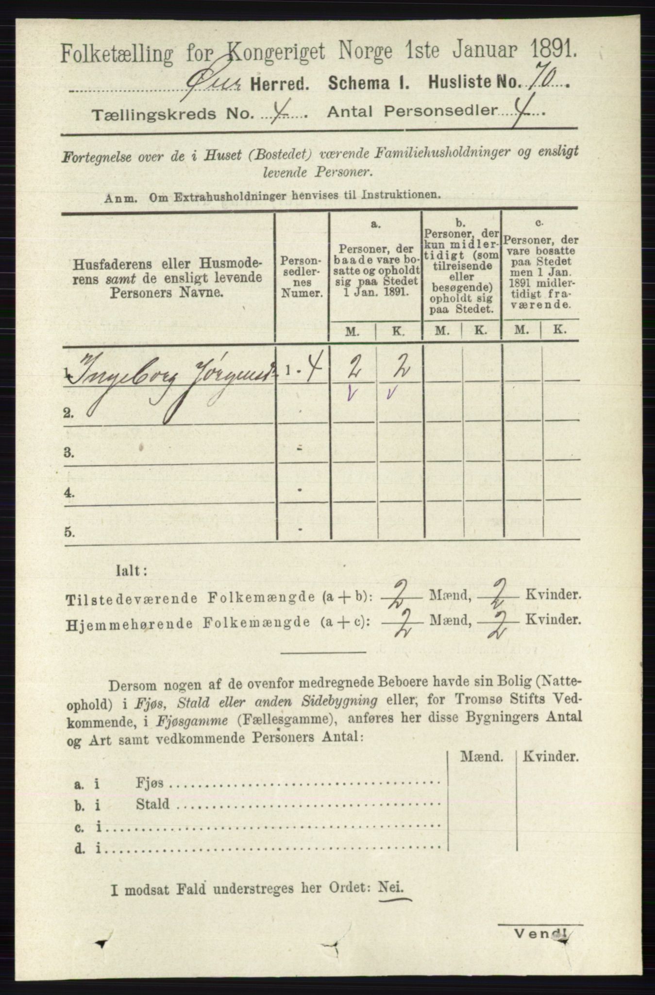 RA, 1891 census for 0521 Øyer, 1891, p. 1301