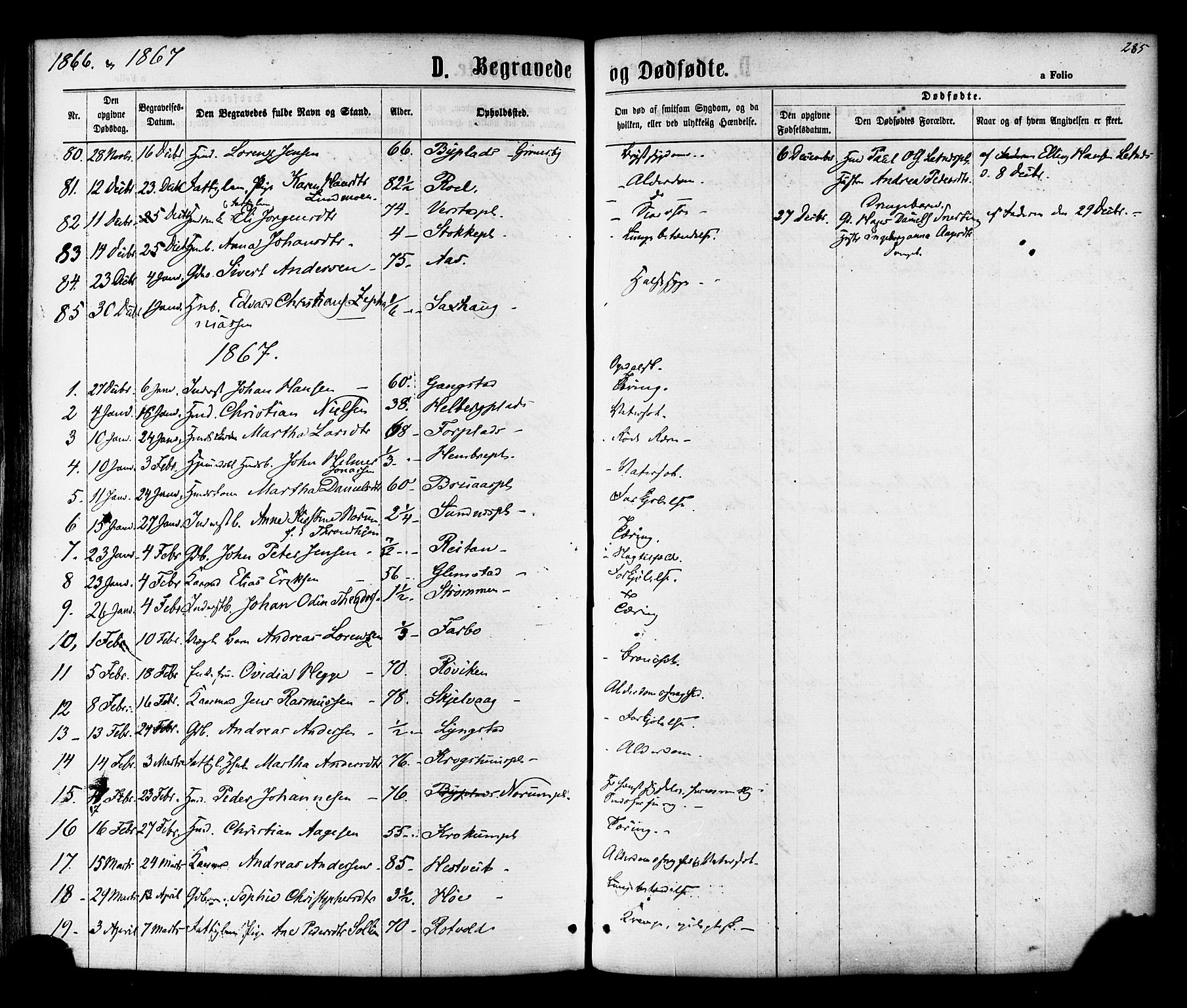 Ministerialprotokoller, klokkerbøker og fødselsregistre - Nord-Trøndelag, SAT/A-1458/730/L0284: Parish register (official) no. 730A09, 1866-1878, p. 285