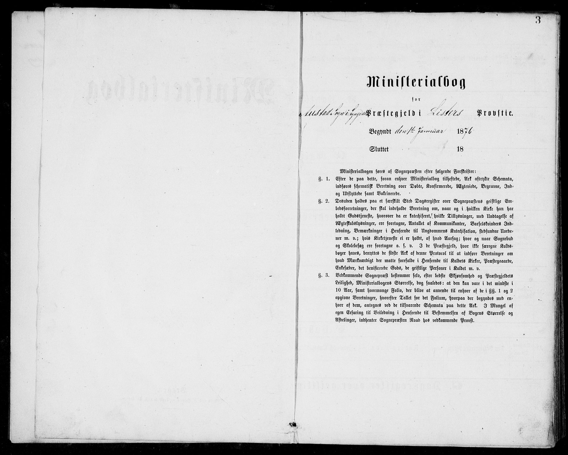 Lyngdal sokneprestkontor, AV/SAK-1111-0029/F/Fb/Fba/L0002: Parish register (copy) no. B 2, 1876-1886, p. 3