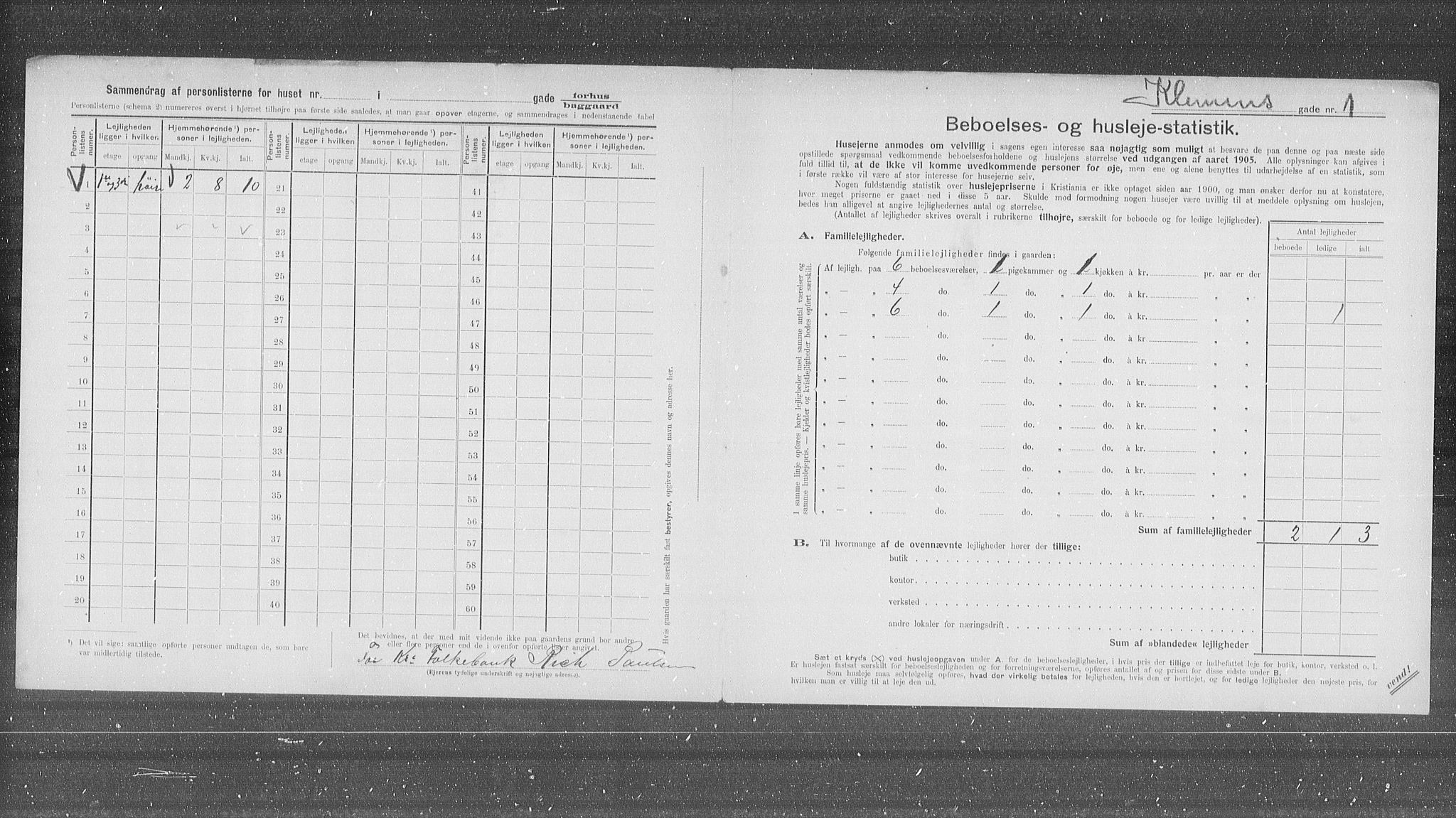 OBA, Municipal Census 1905 for Kristiania, 1905, p. 27258