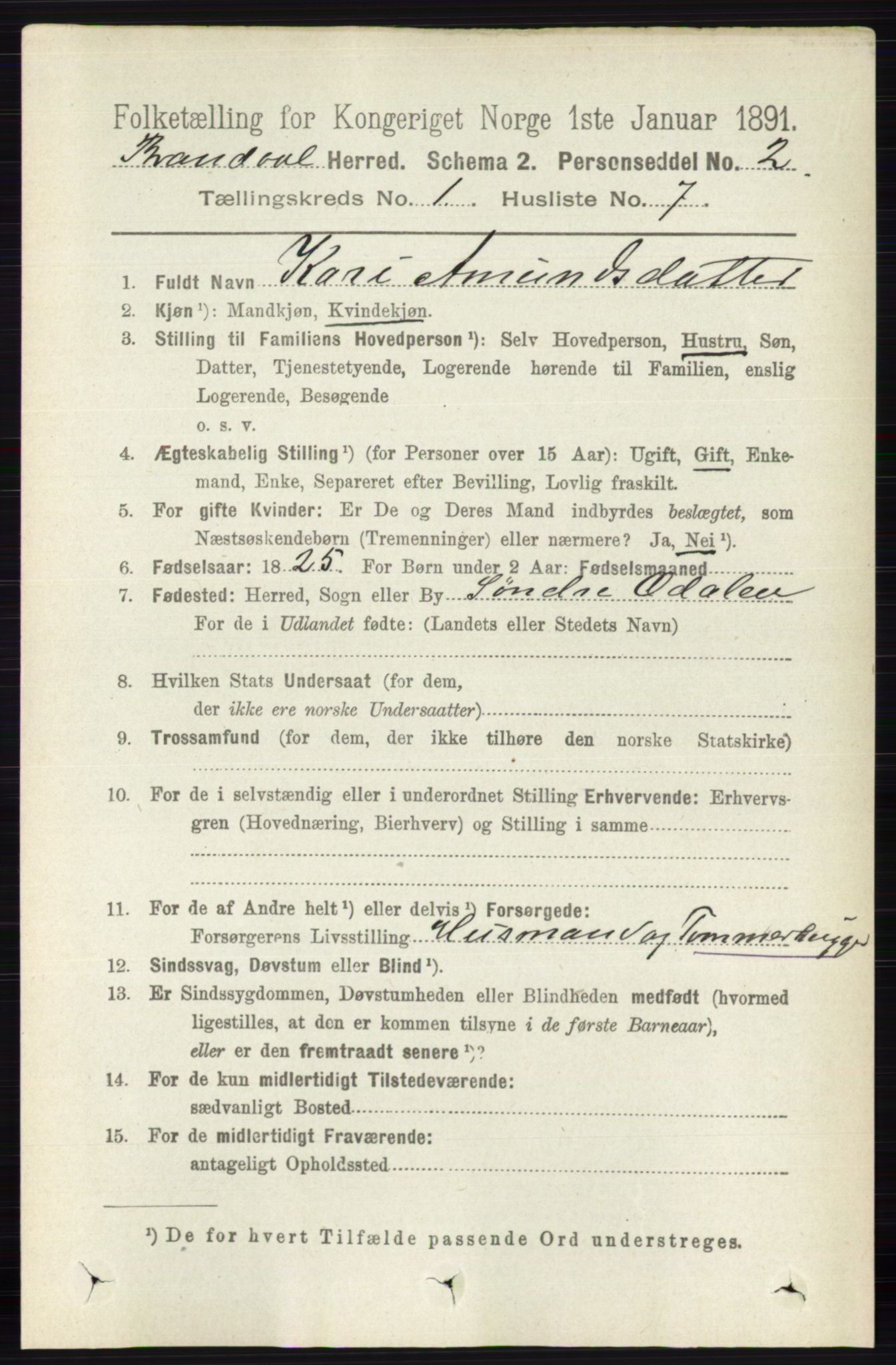 RA, 1891 census for 0422 Brandval, 1891, p. 144