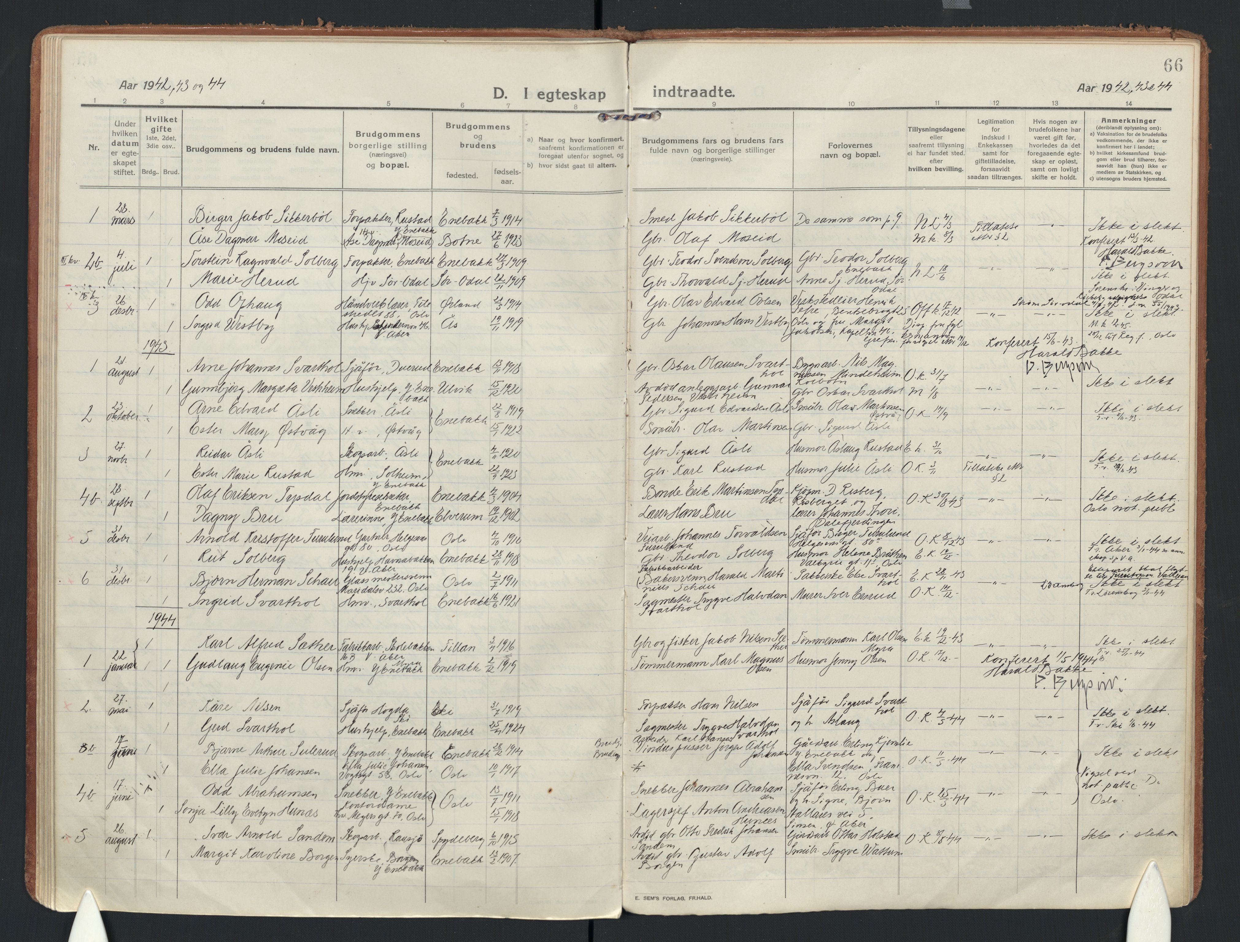 Enebakk prestekontor Kirkebøker, AV/SAO-A-10171c/F/Fb/L0003: Parish register (official) no. II 3, 1912-1946, p. 66